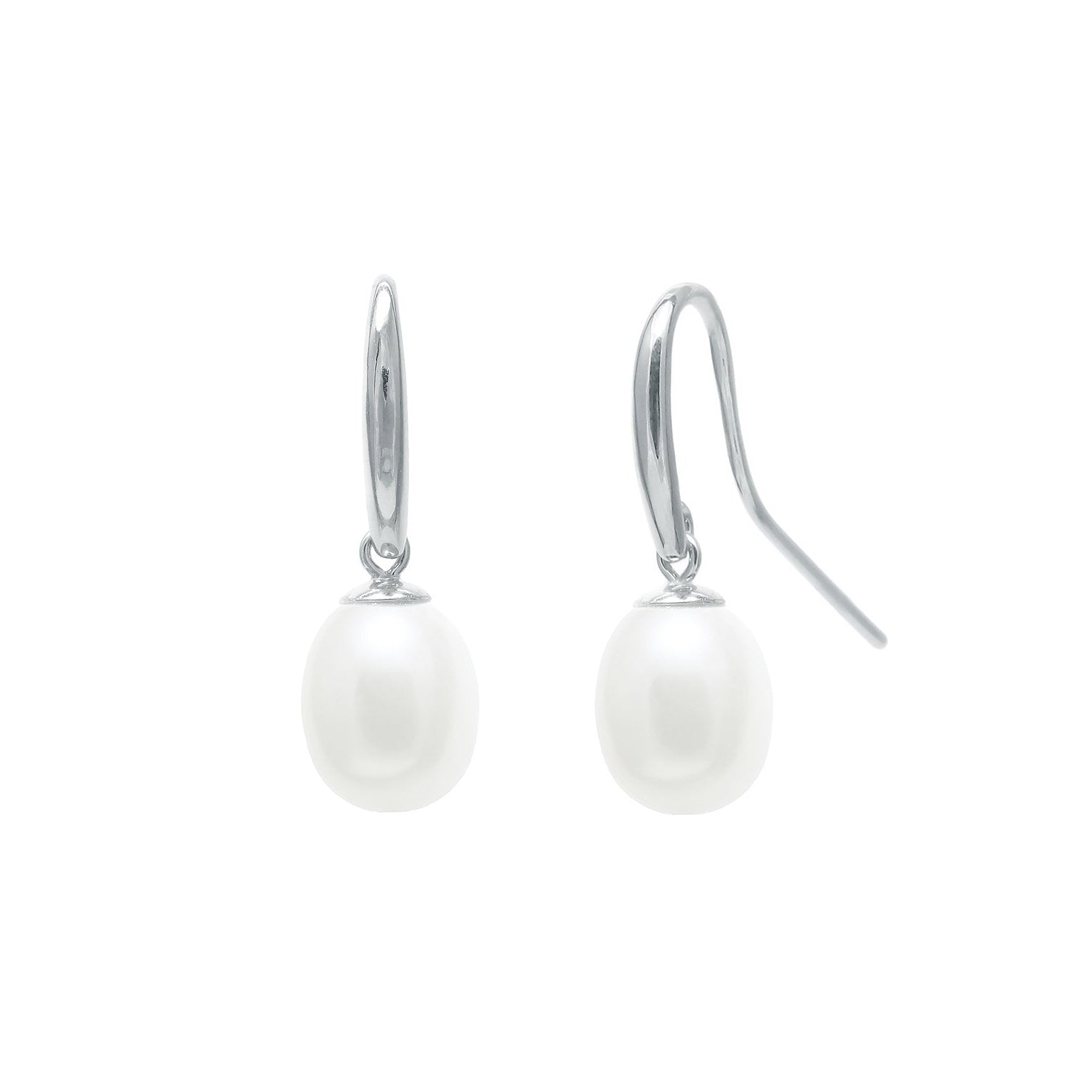 9ct White Gold Teardrop Cultured Freshwater Pearl Drop Earring