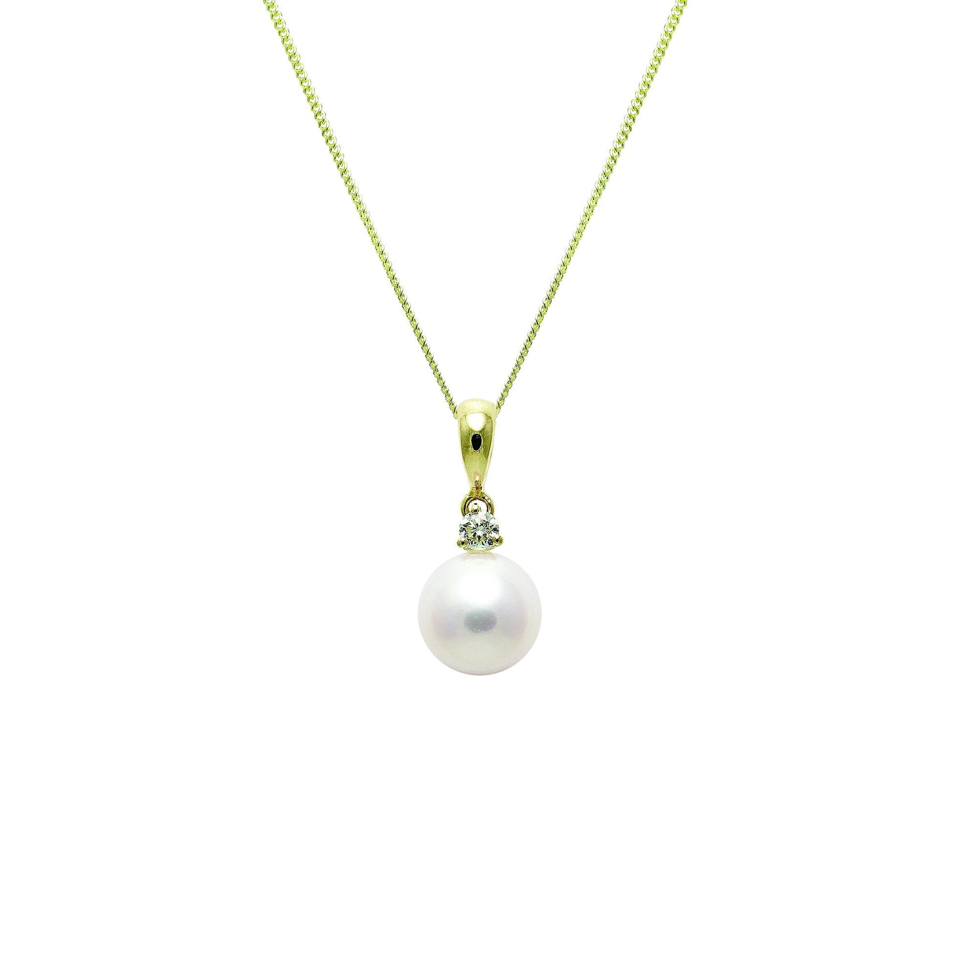 18ct Yellow Gold Cultured Freshwater Pearl & Diamond Necklace