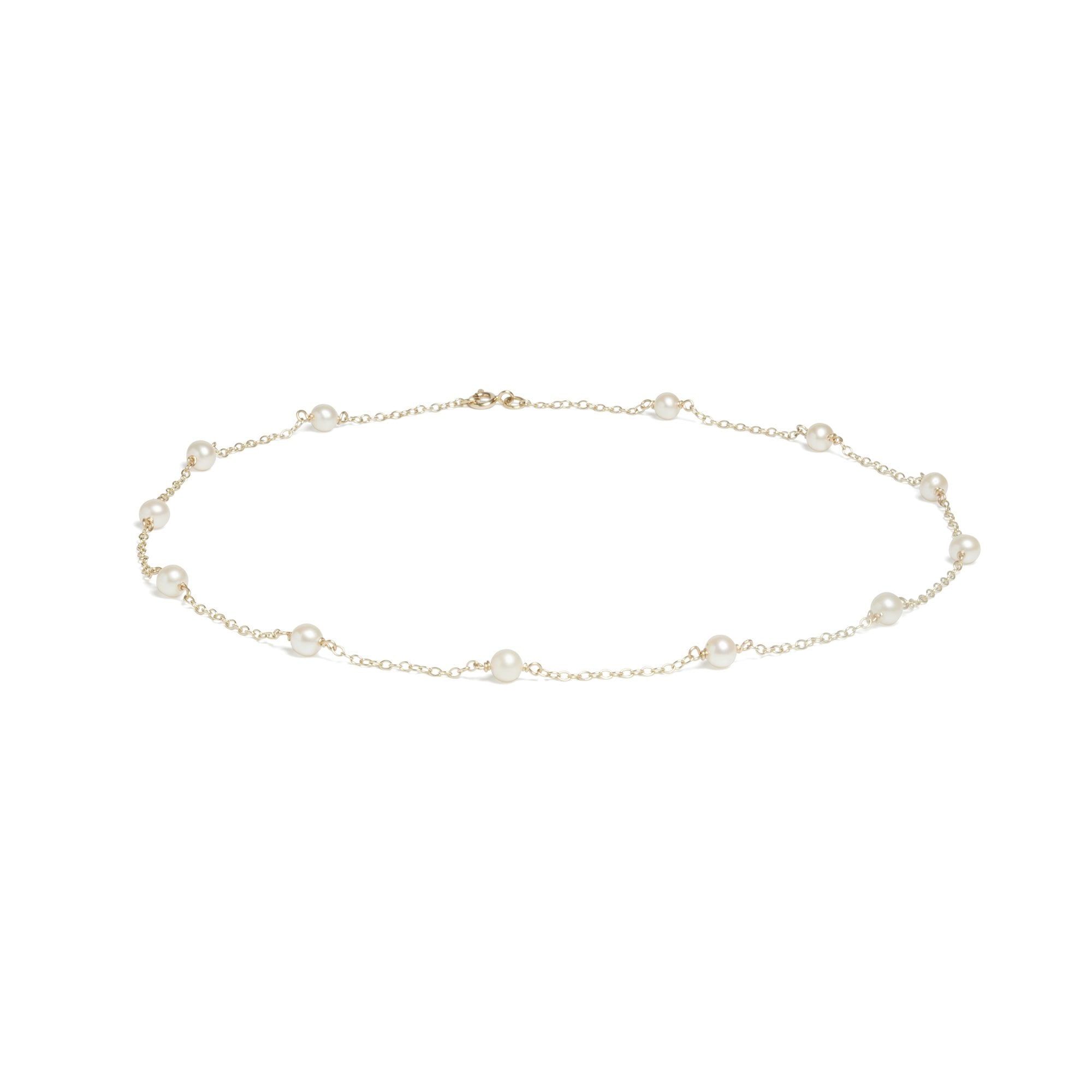 9ct Yellow Gold & White Cultured Freshwater Pearl Necklace