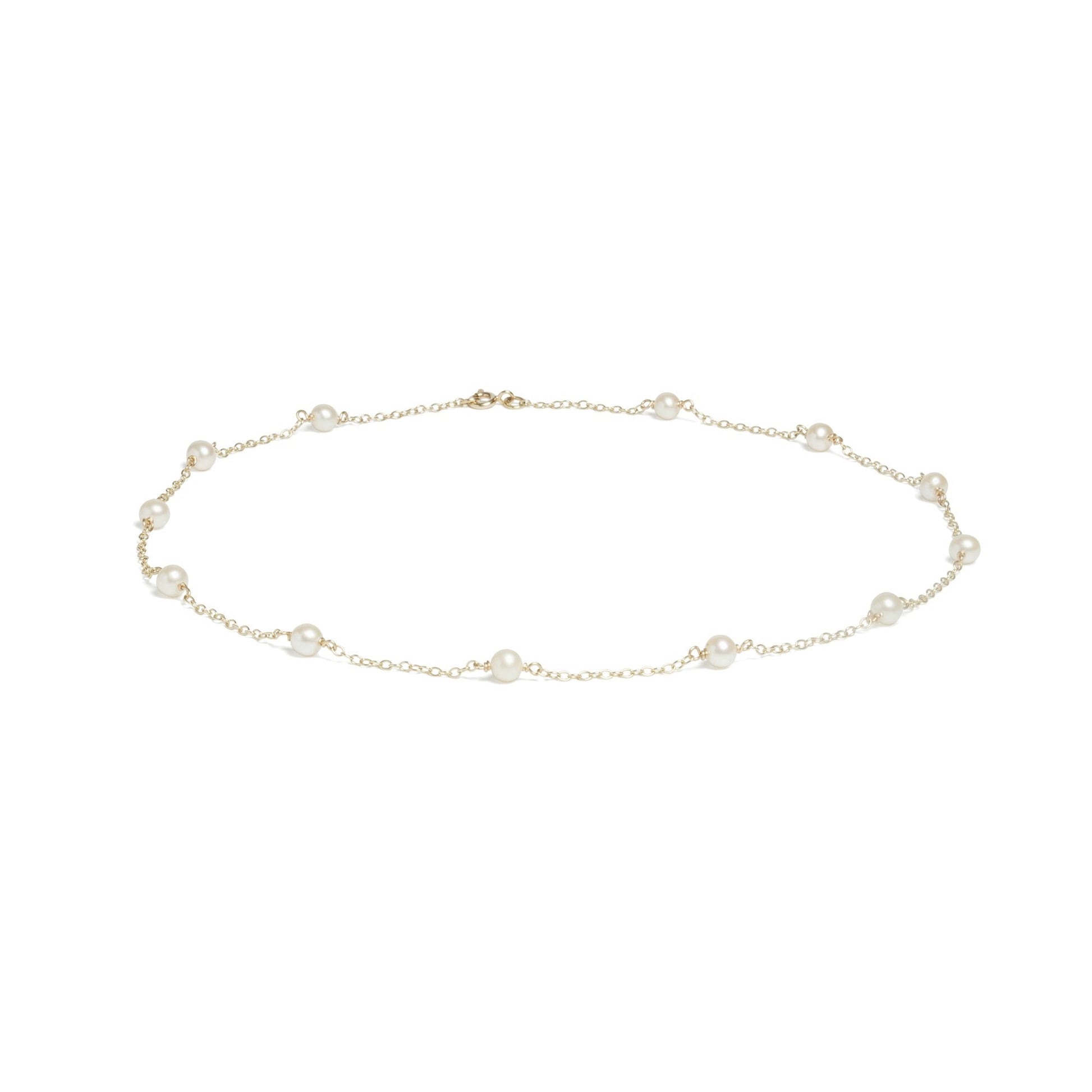 9ct Yellow Gold & White Cultured Freshwater Pearl Necklace