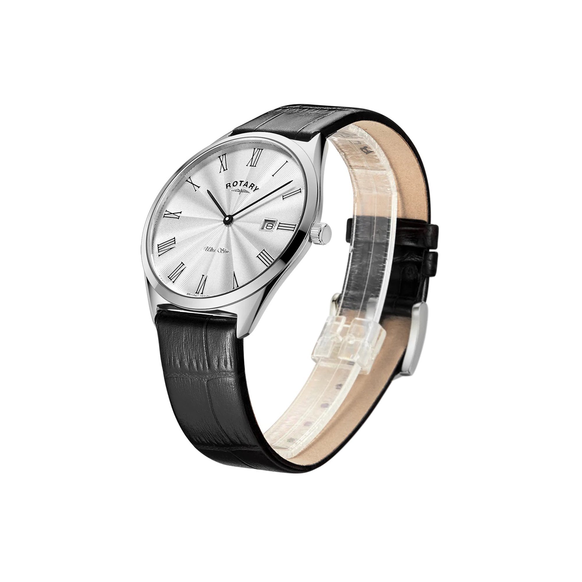 Men's Ultra Slim Watch With 38mm Case and Black Leather Strap GS08010/01