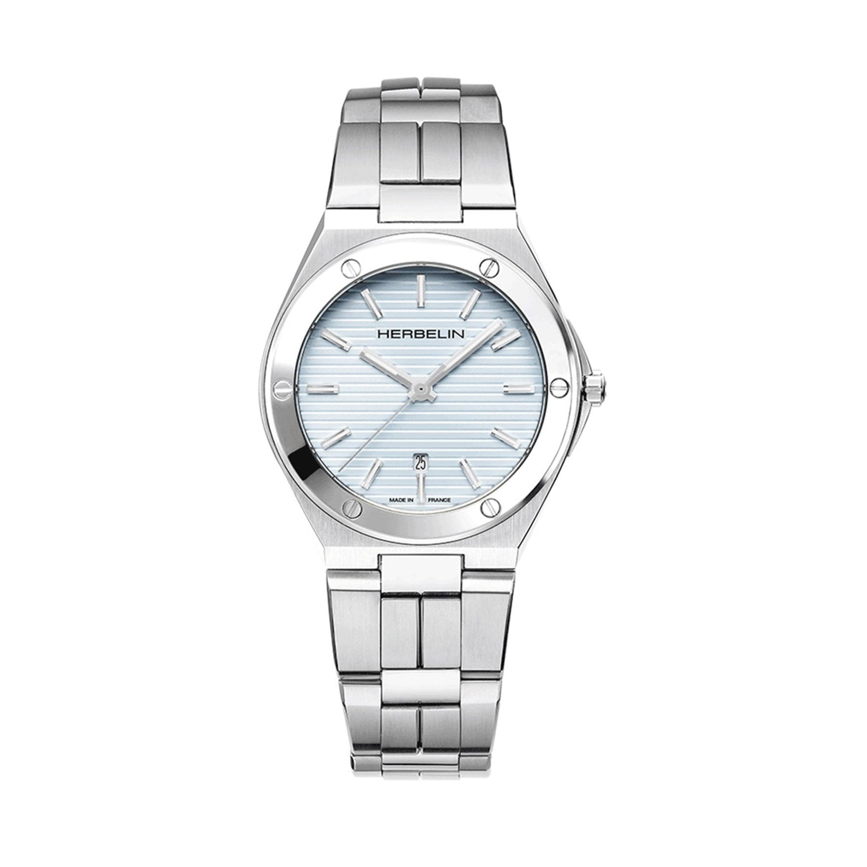 Herbelin Cap Camarat Date Steel Ice Blue Ladies Watch