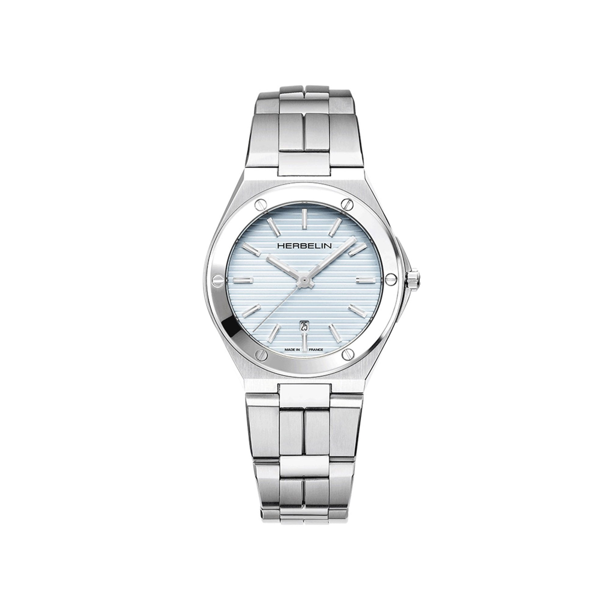 Herbelin Cap Camarat Date Steel Ice Blue Ladies Watch