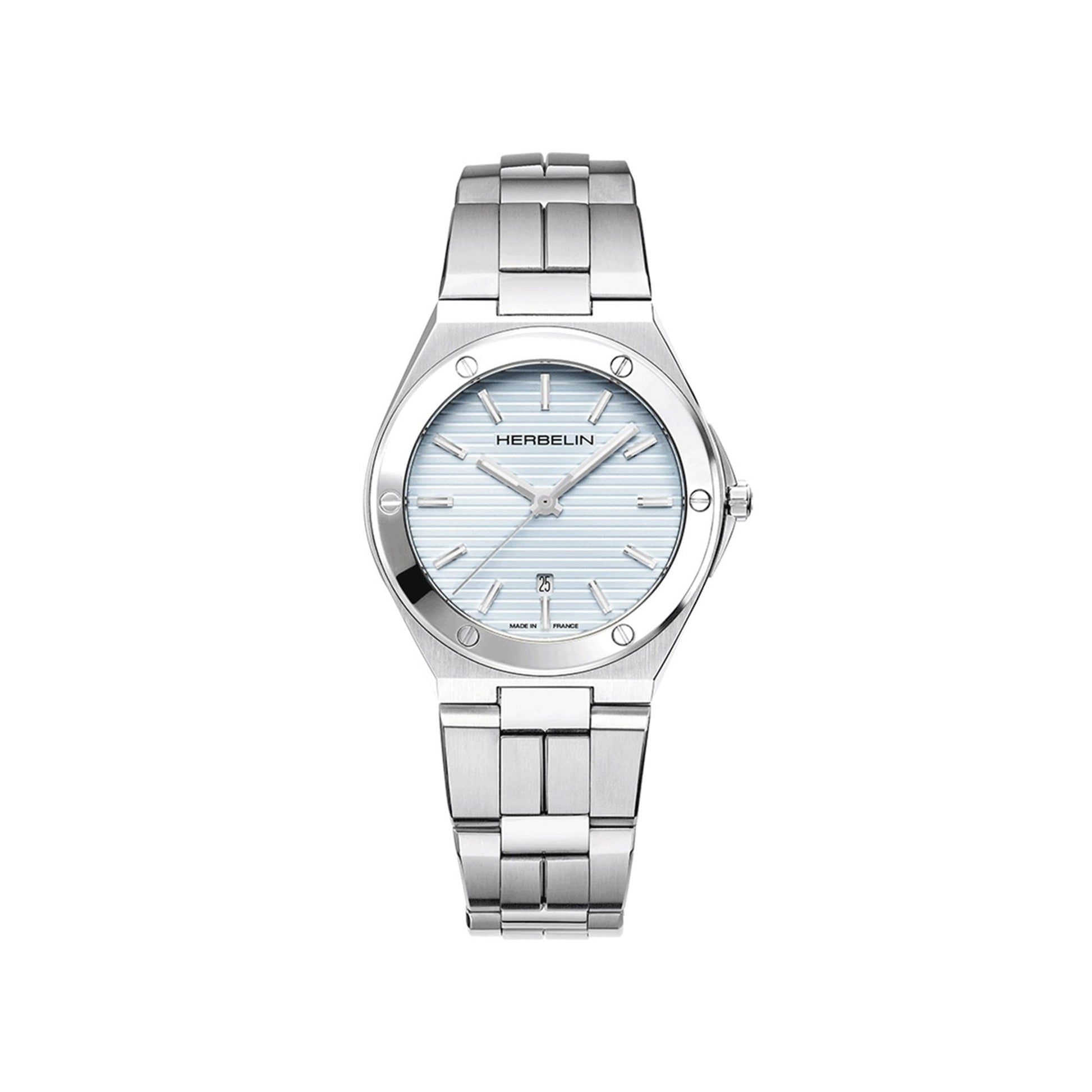 Herbelin Cap Camarat Date Steel Ice Blue Ladies Watch