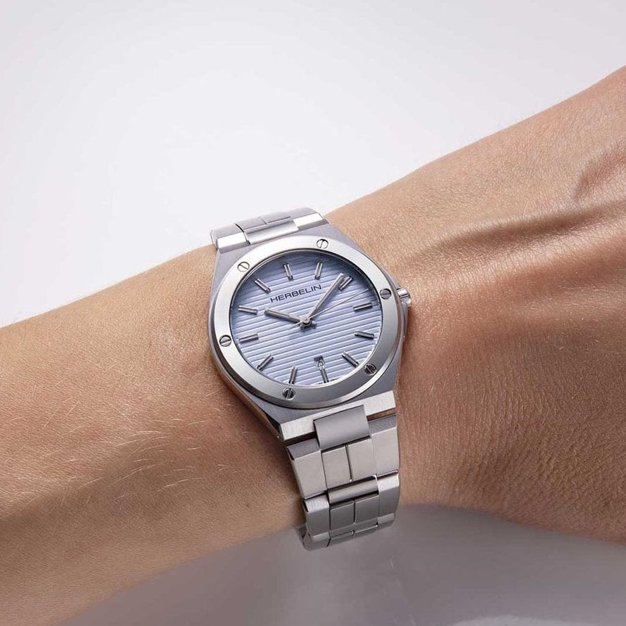 Herbelin Cap Camarat Date Steel Ice Blue Ladies Watch