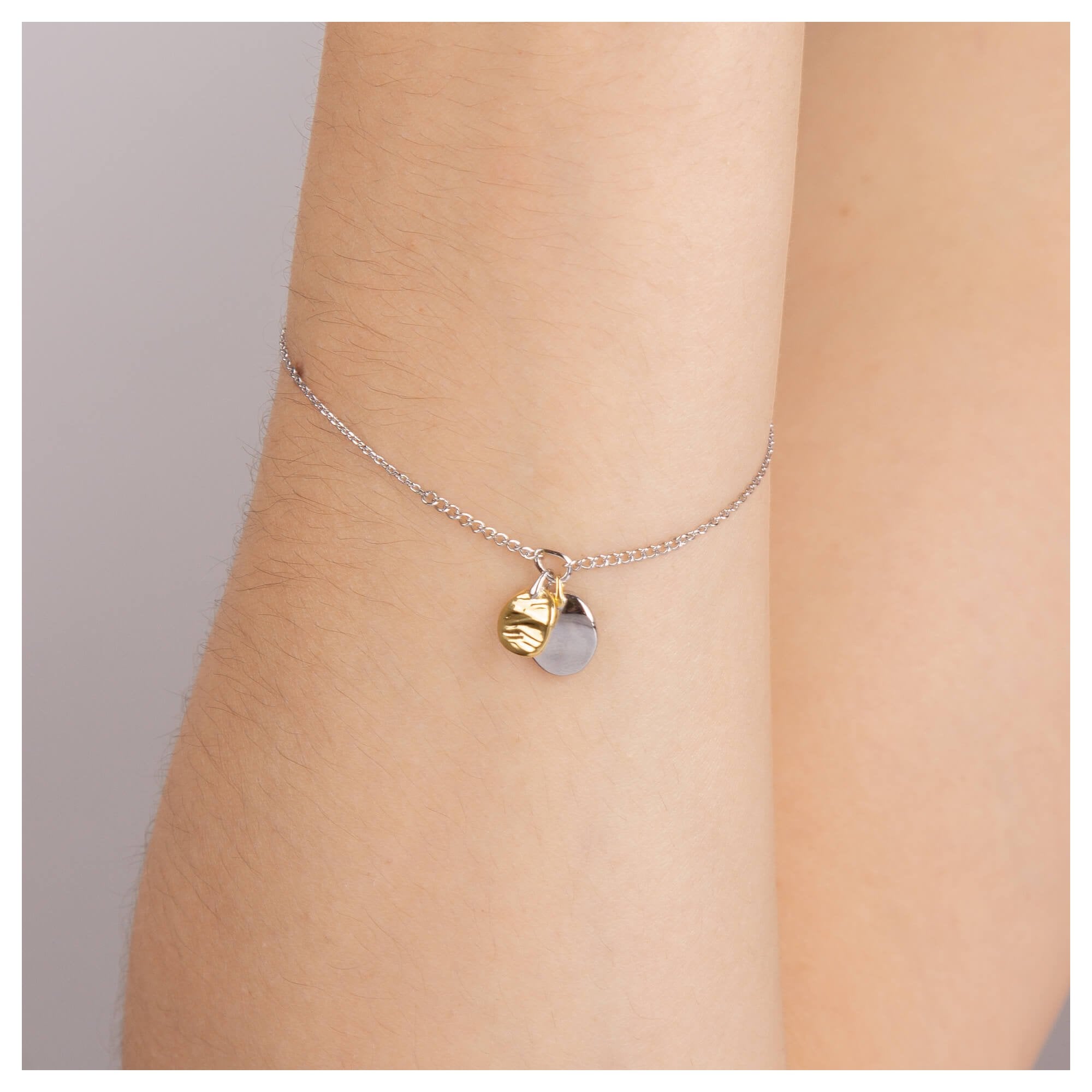 Fiorelli Silver and Gold Plated Ripple Effect Disc Bracelet
