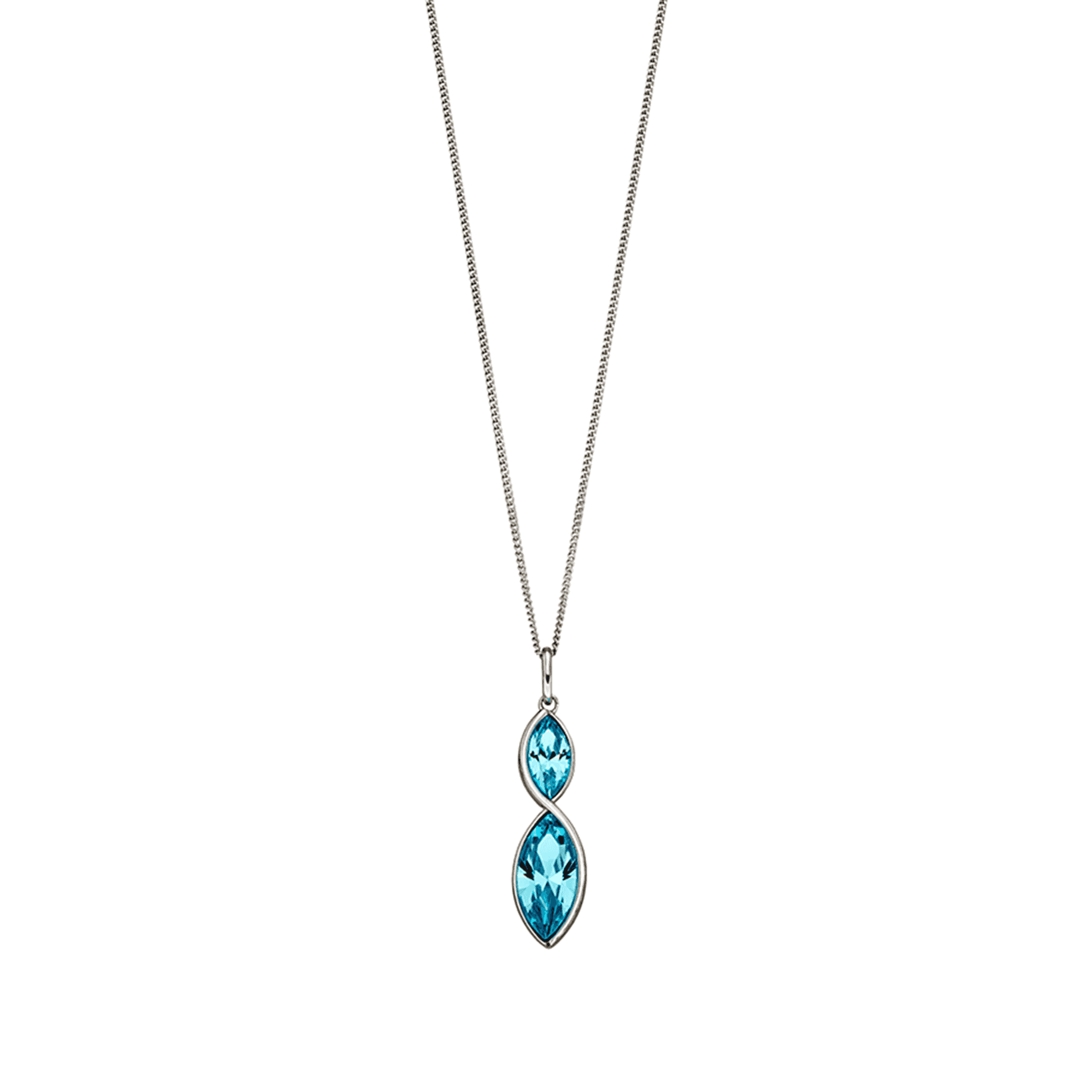 Aqua Blue Crystal Twist Marquise Necklace