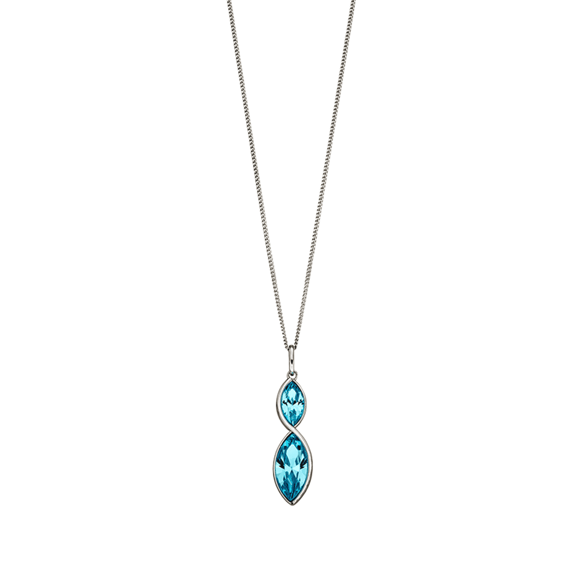 Aqua Blue Crystal Twist Marquise Necklace
