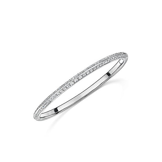 Unique 18ct White Gold Knife Edge Diamond Bangle