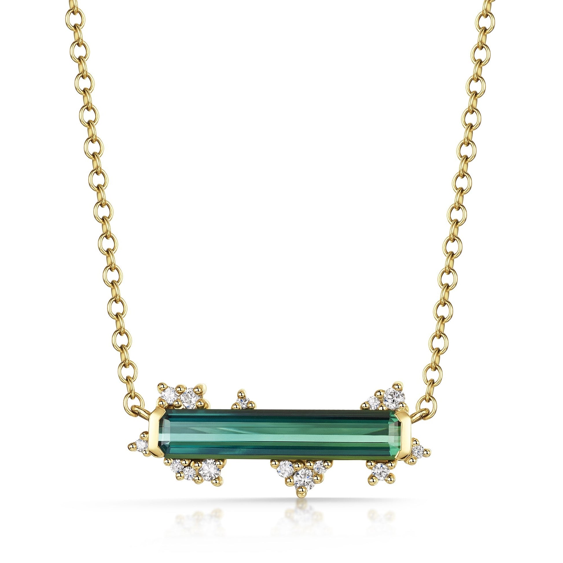 18ct Yellow Gold 5ct Tourmaline and Diamond Necklace