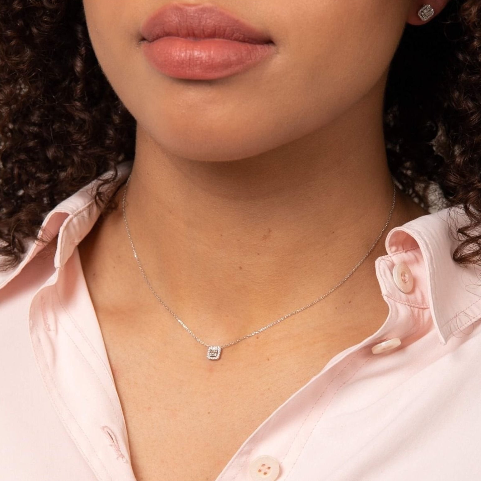 Deco Inspired Diamond Cluster Necklace
