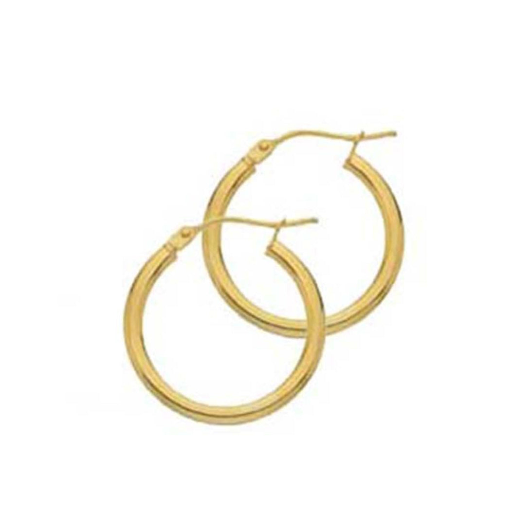9ct Yellow Gold 15mm Hinged Top Round Section Hoops (2mm Tube)