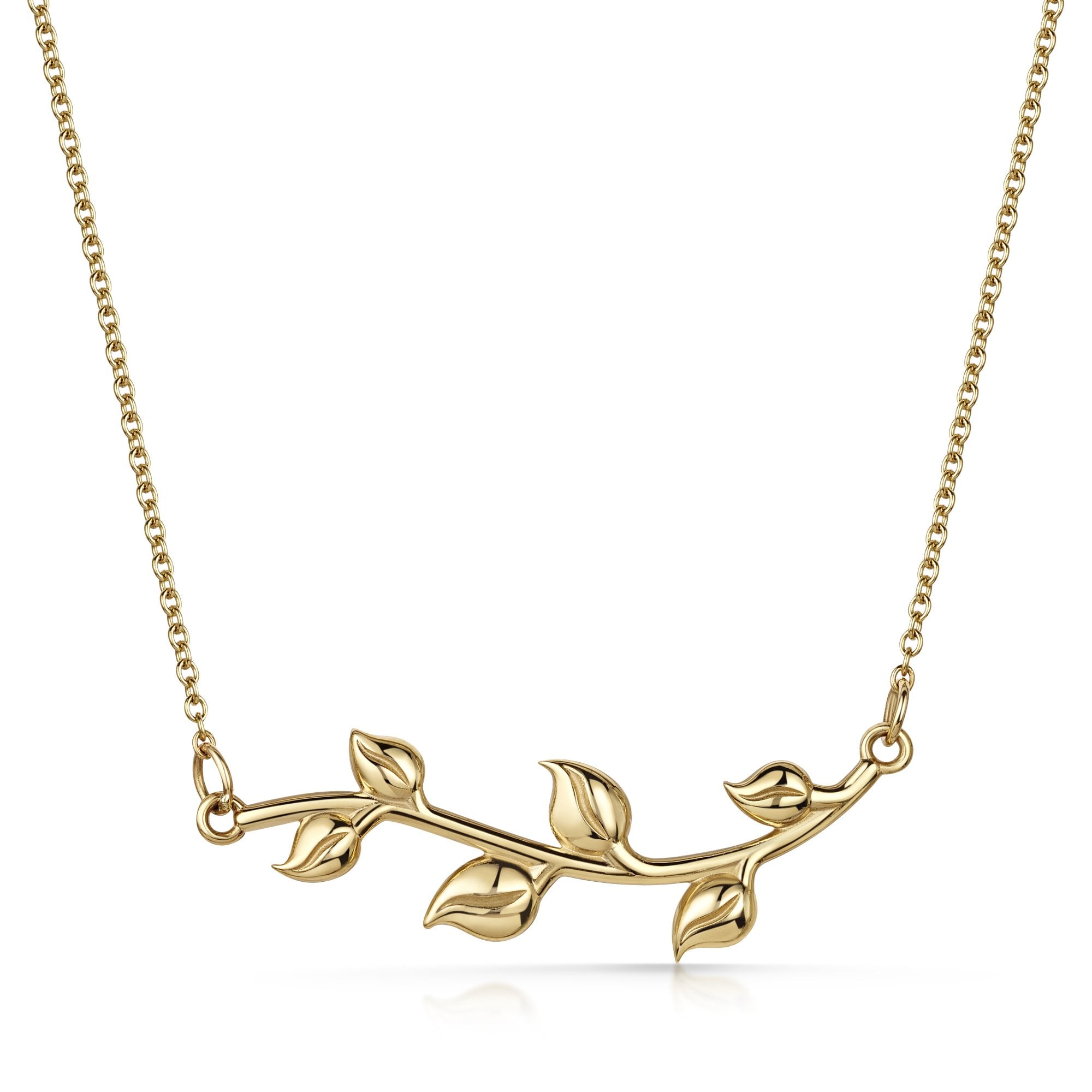9ct Yellow Gold Six Leaf Branch Necklace