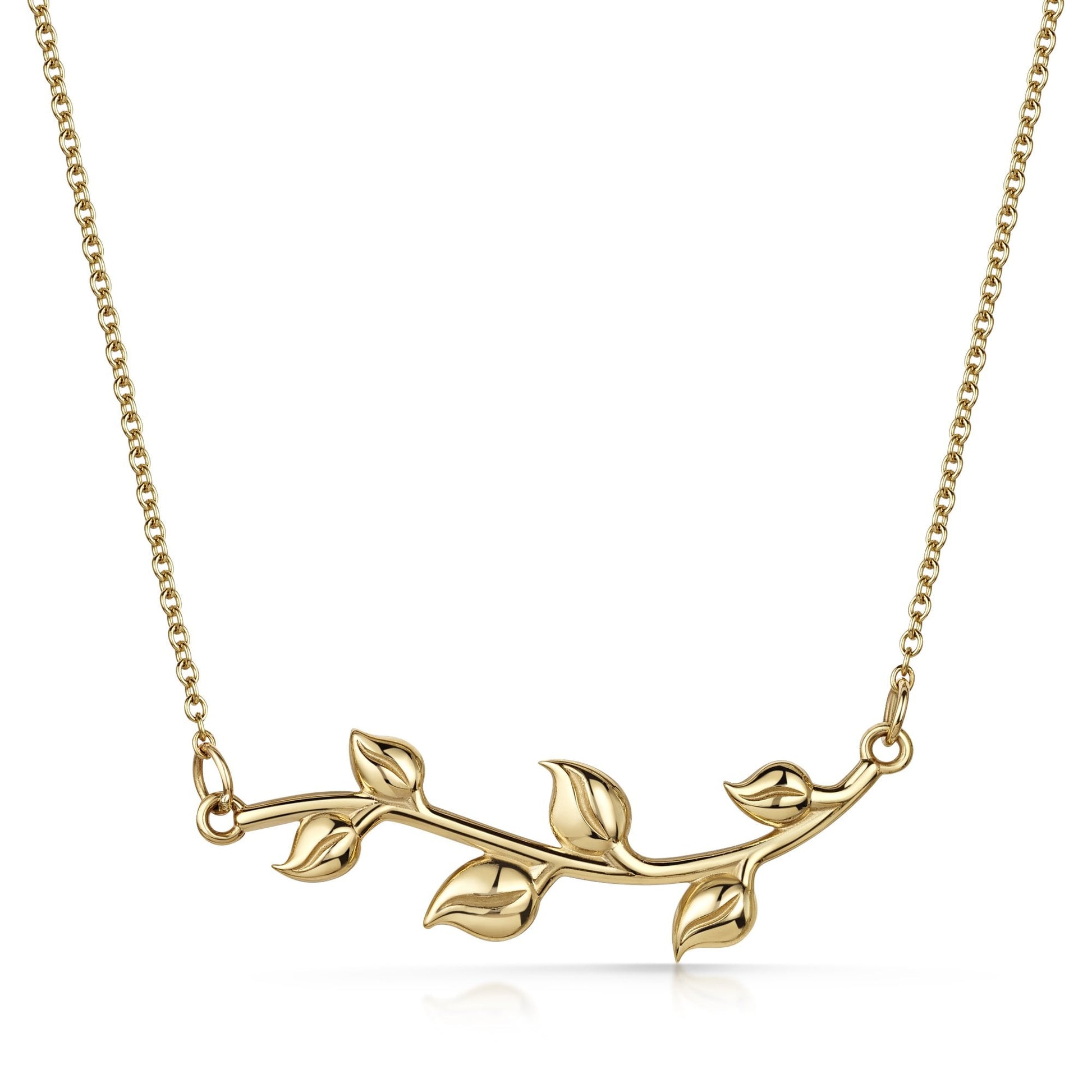 9ct Yellow Gold Six Leaf Branch Necklace