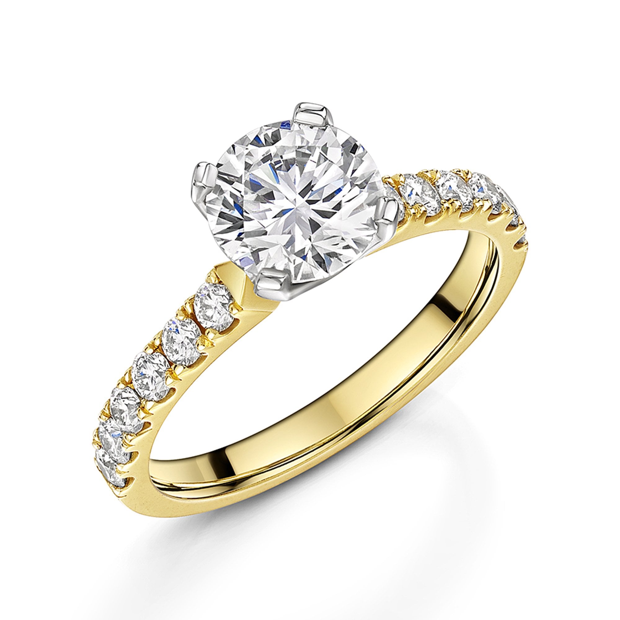 1.24ct Diamond Engagement Ring in 18ct Yellow Gold With a Total of 1.64ct