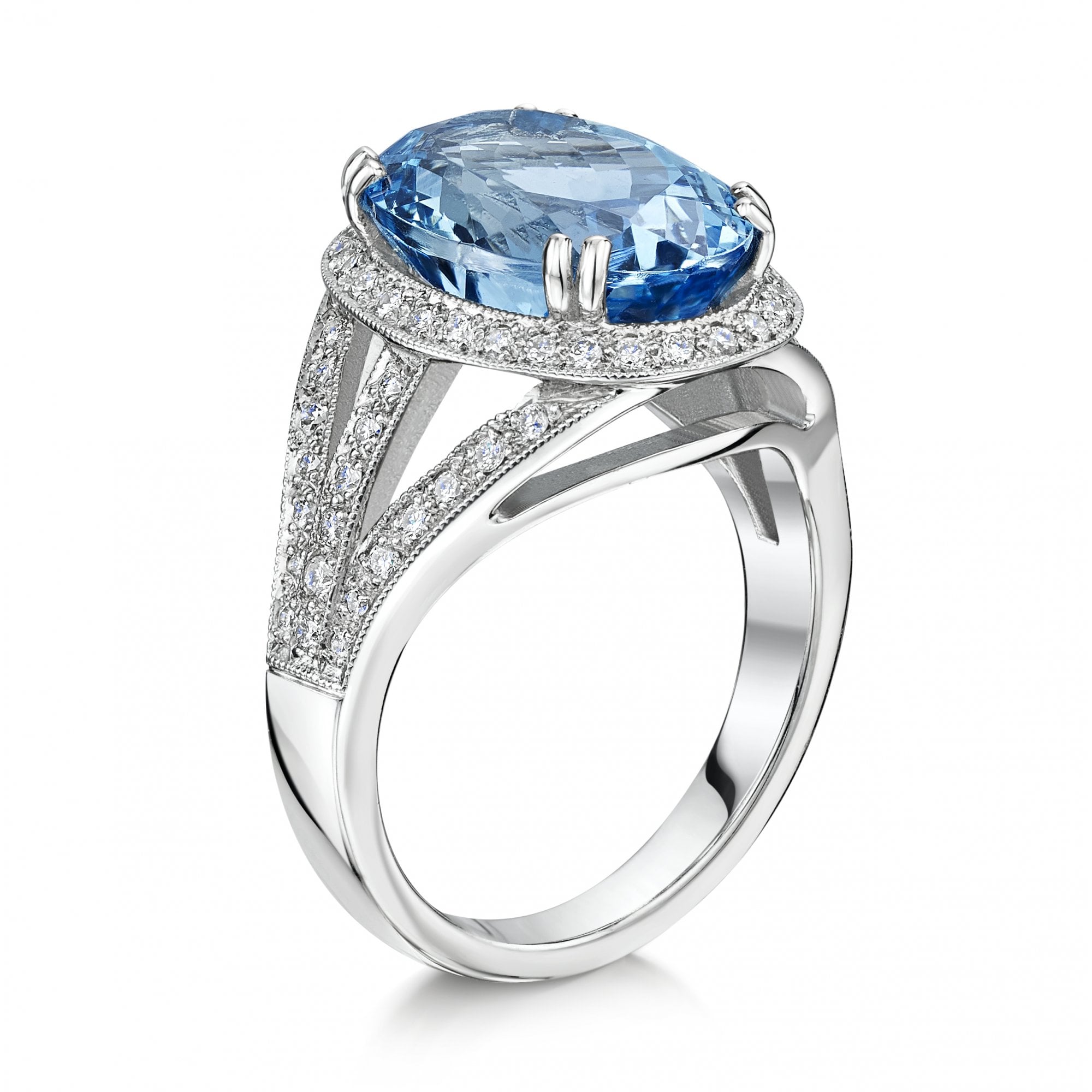 Aquamarine and Diamond 5.82ct Cluster Ring in 18ct White Gold