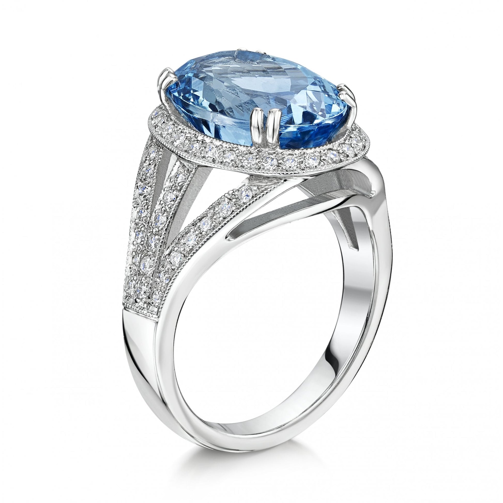 Aquamarine and Diamond 5.82ct Cluster Ring in 18ct White Gold