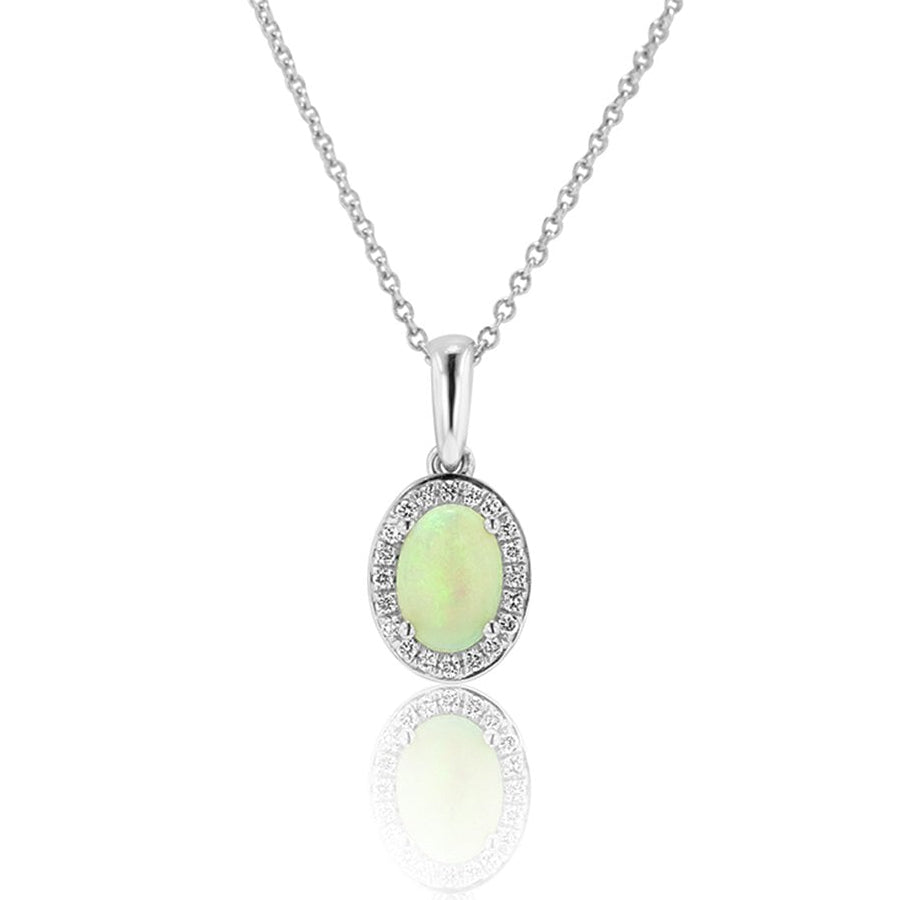 18ct Gold Opal and Diamond Cluster Necklace