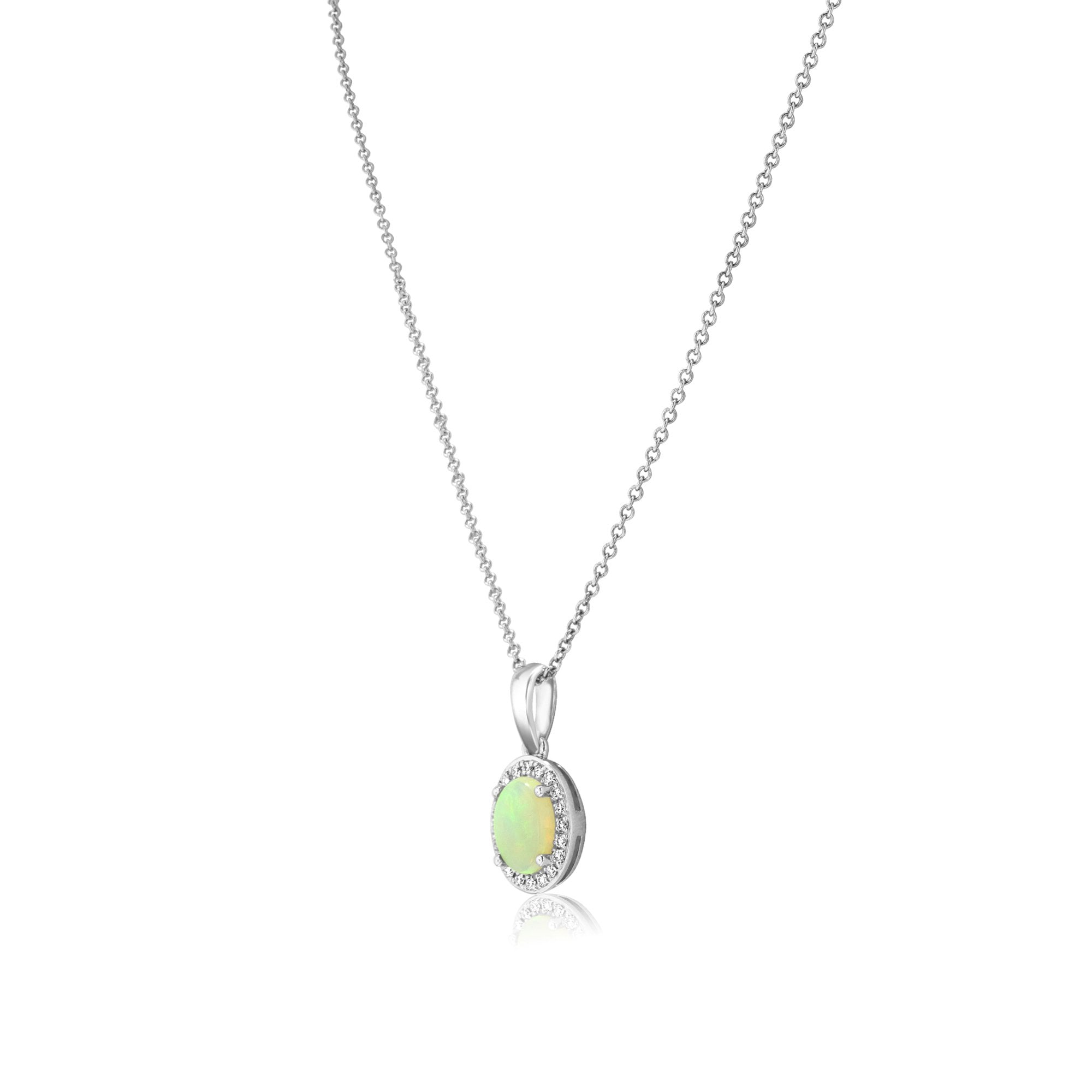 18ct Gold Opal and Diamond Cluster Necklace