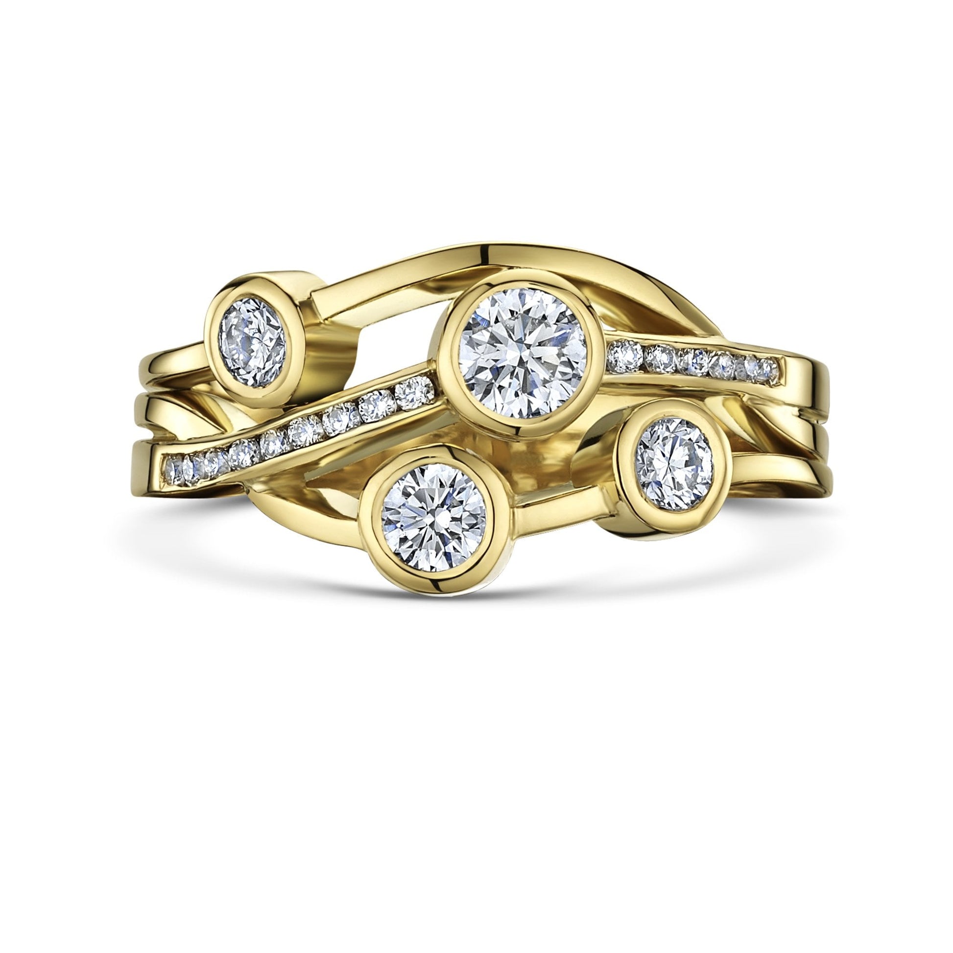 18ct Yellow Gold 0.71ct Round Diamond 'Cascata' Bubble Ring