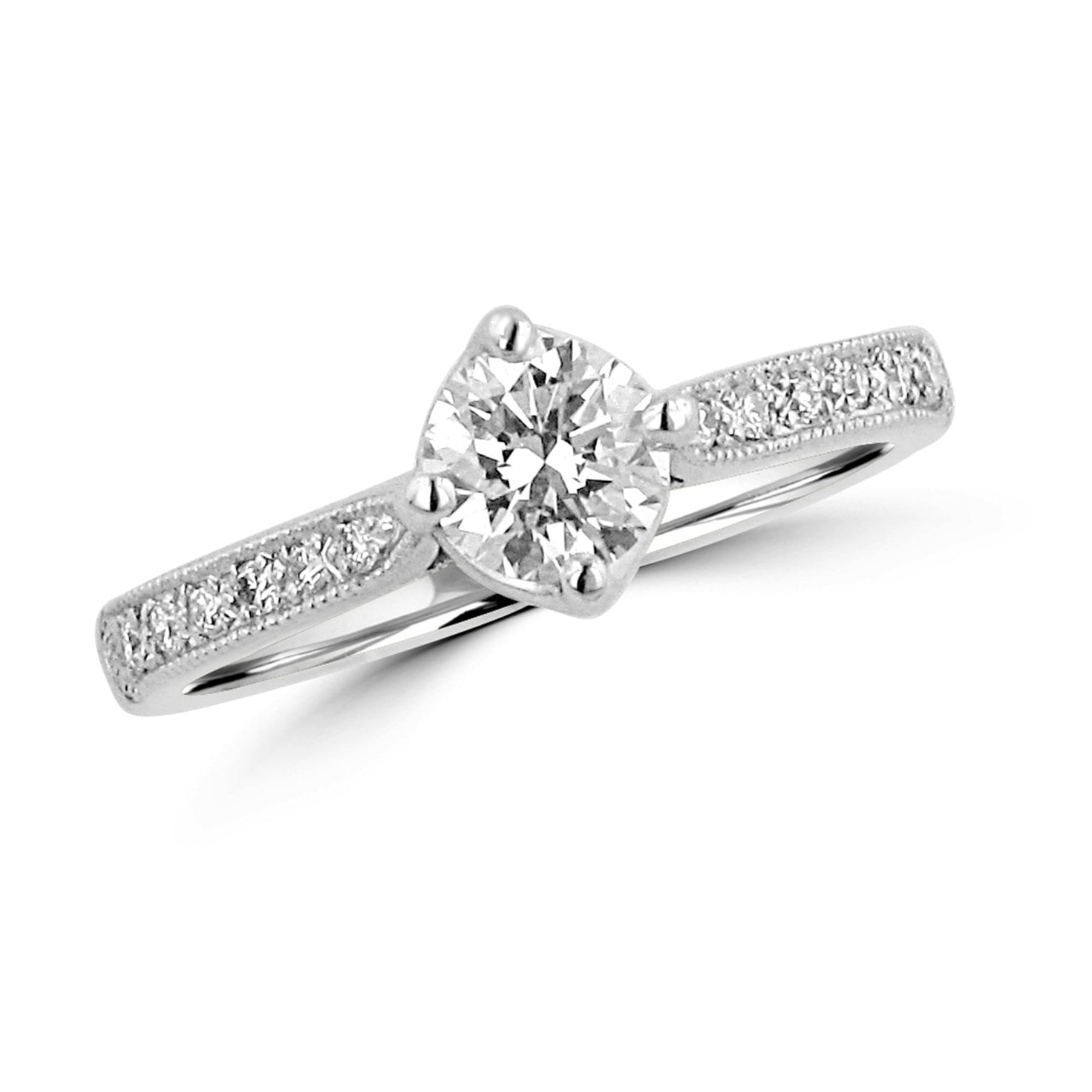 Half Carat Diamond Engagement Ring With Diamond Band