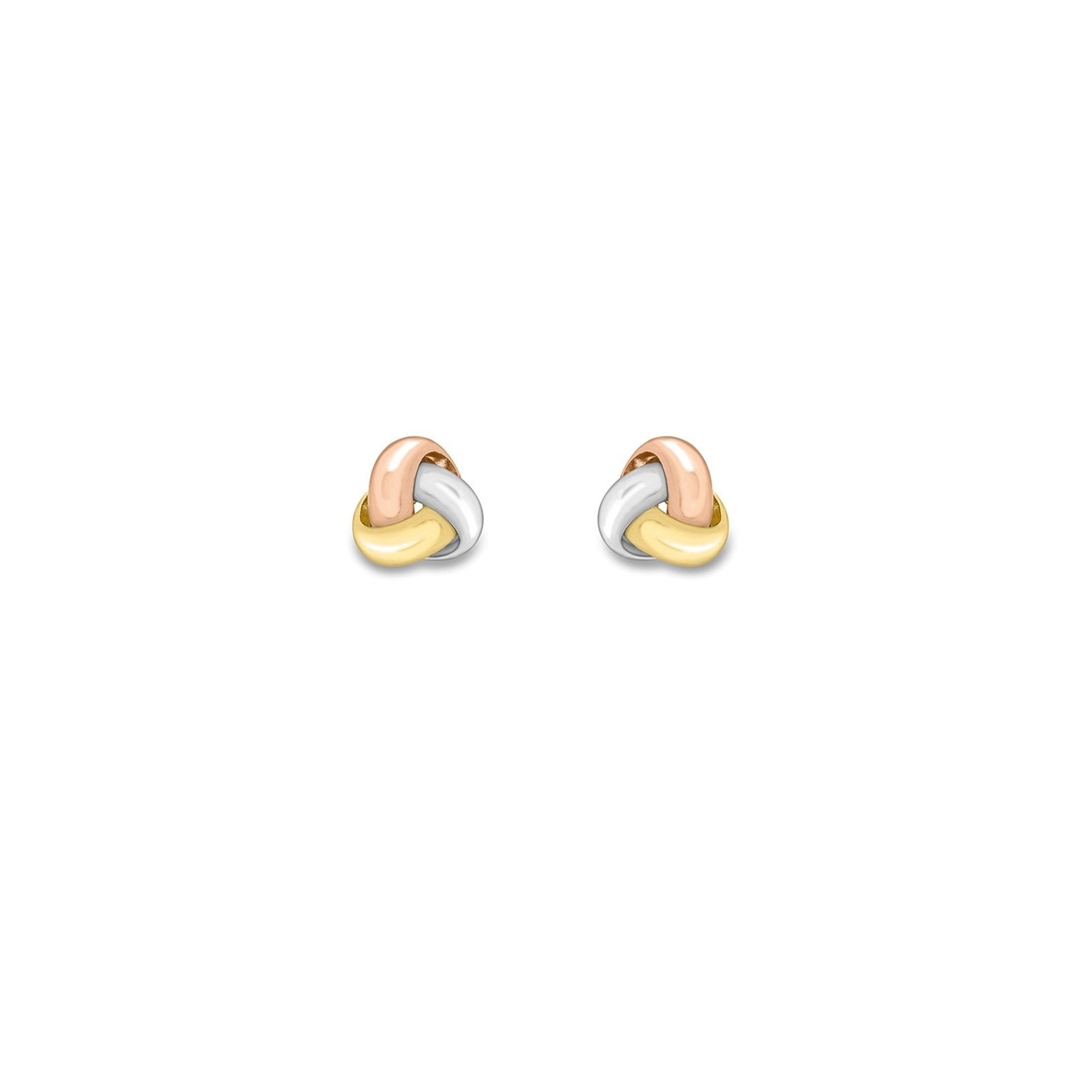 Small 9ct Mixed Gold Three Strand Knot Stud Earrings