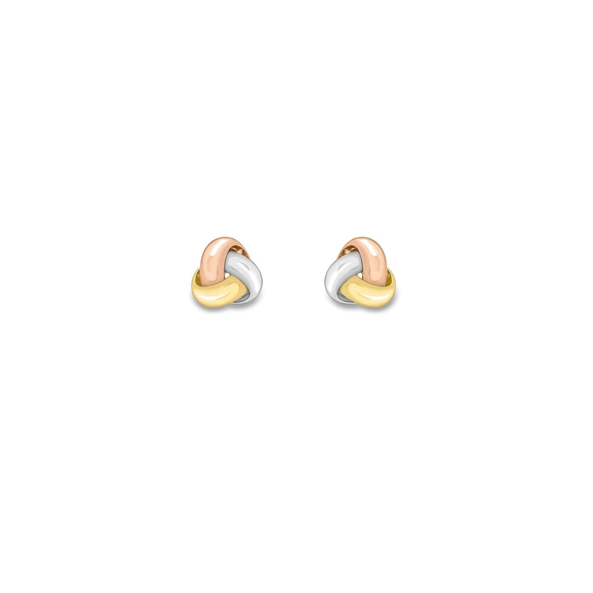 Small 9ct Mixed Gold Three Strand Knot Stud Earrings