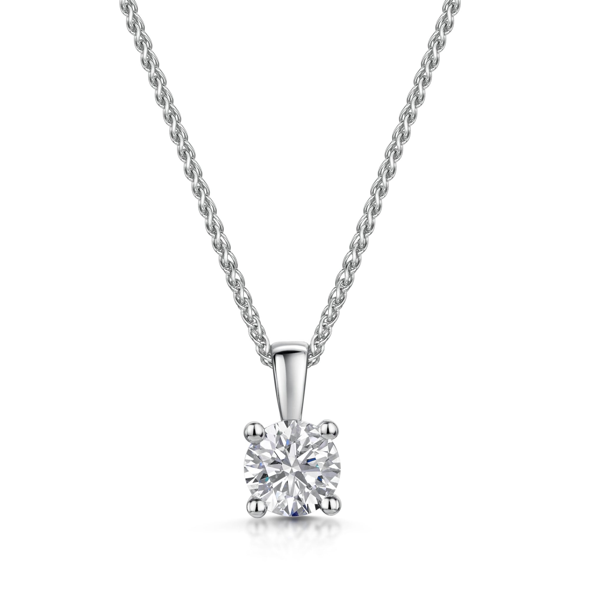 18ct White Gold 1ct Round Lab Grown Diamond Necklace