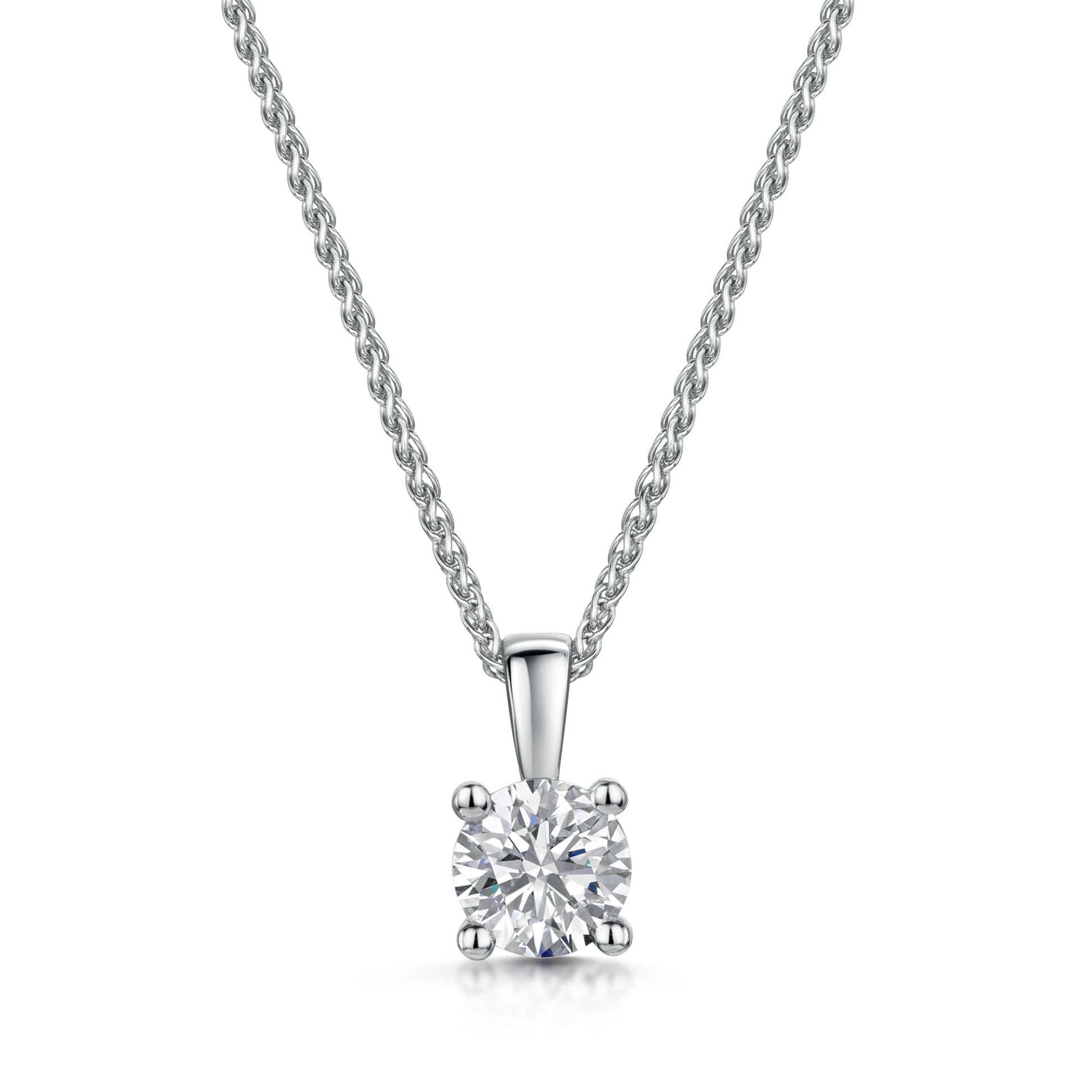 18ct White Gold 1ct Round Lab Grown Diamond Necklace