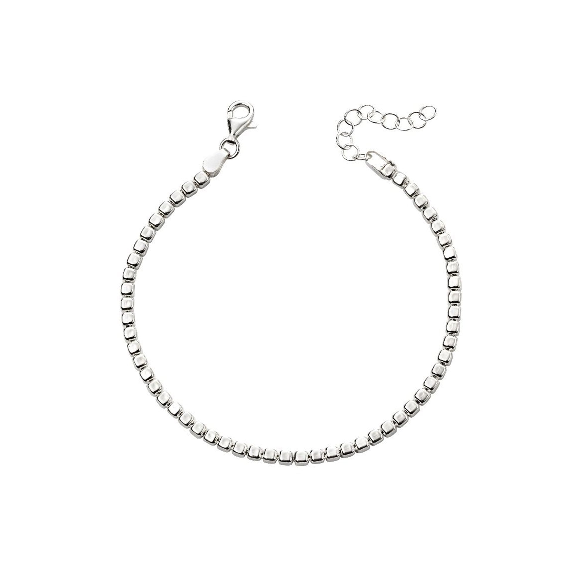 Delicate Sterling Silver Polished Cube Link Bracelet