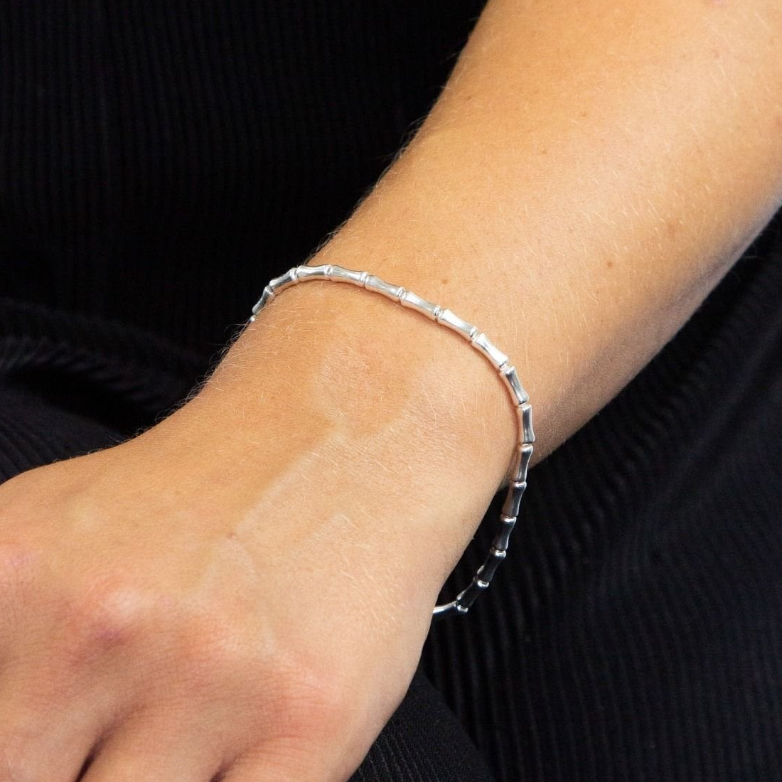 Sterling Silver Bamboo Style Bracelet