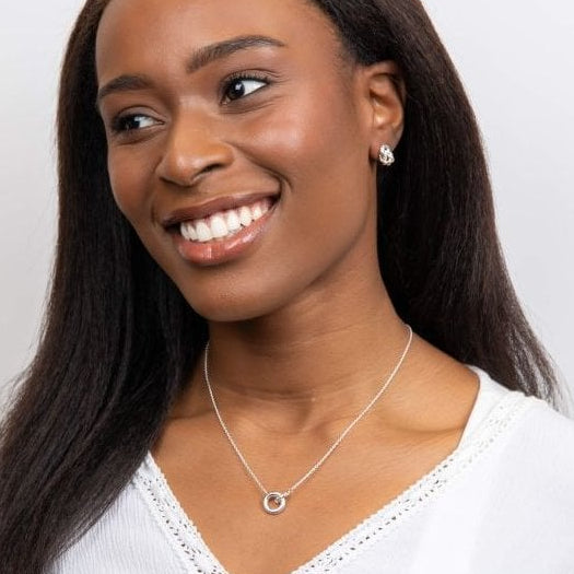Silver Rope Interlocking Circle Stud Earrings