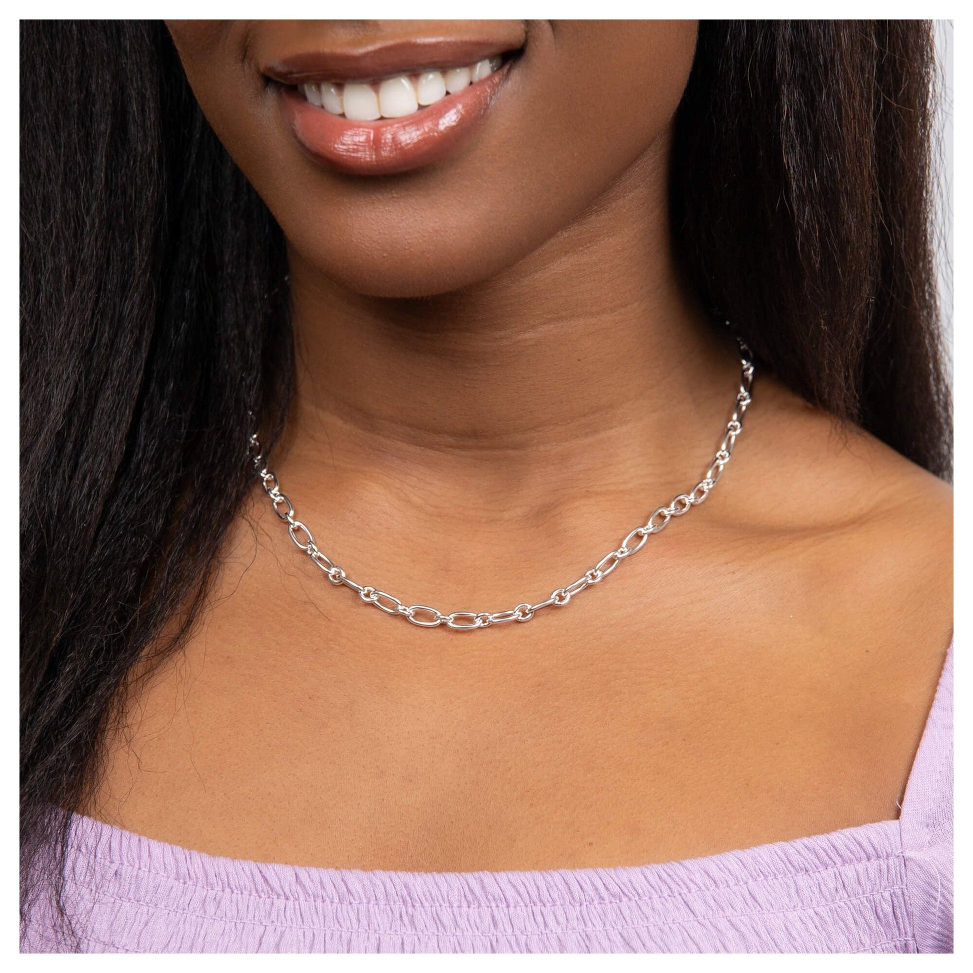 18" Silver Long Link Chain Necklace With Tag