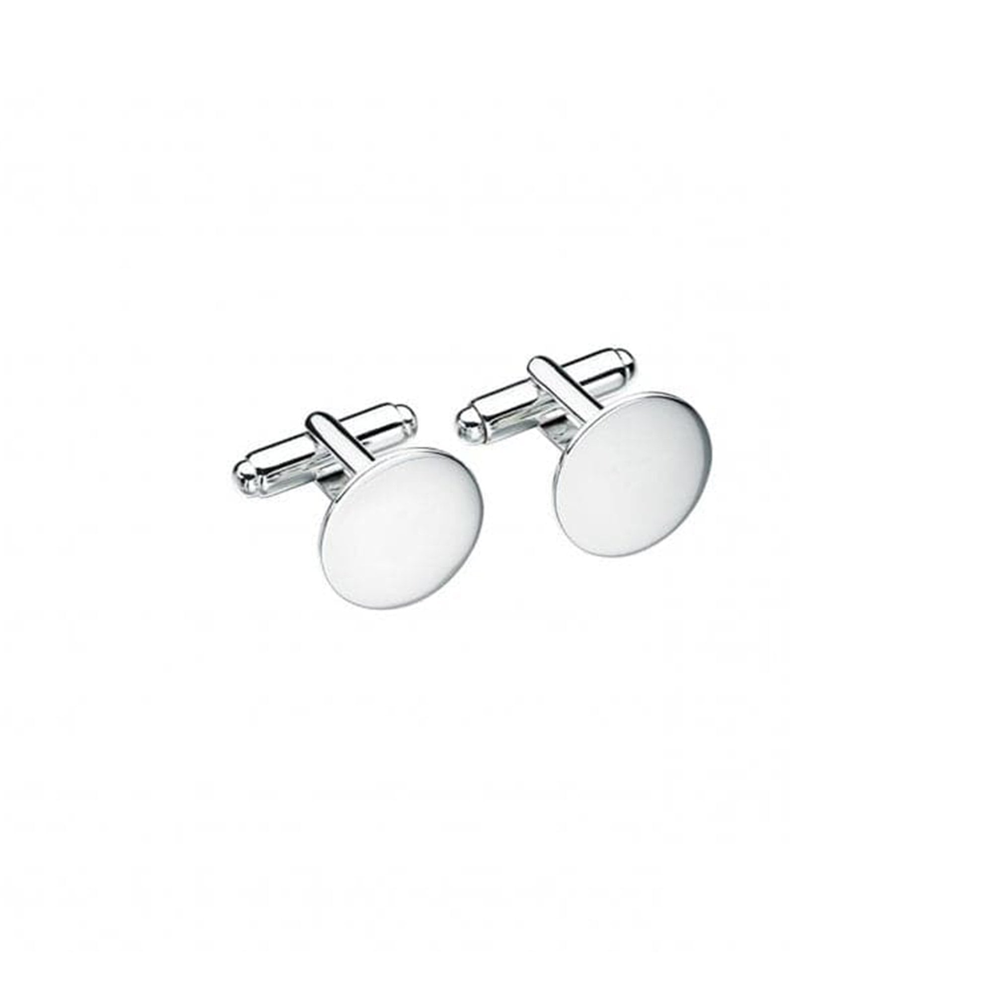 Gents Silver Flat Plain Round Cuff Links