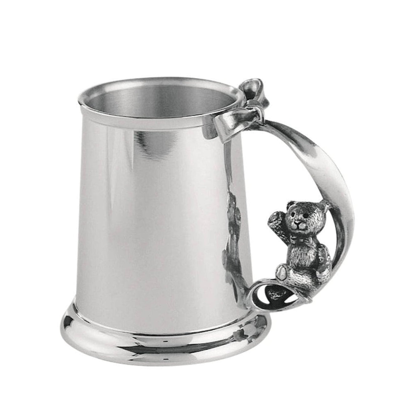 Small Pewter Tankard With Teddy Bear And Bow