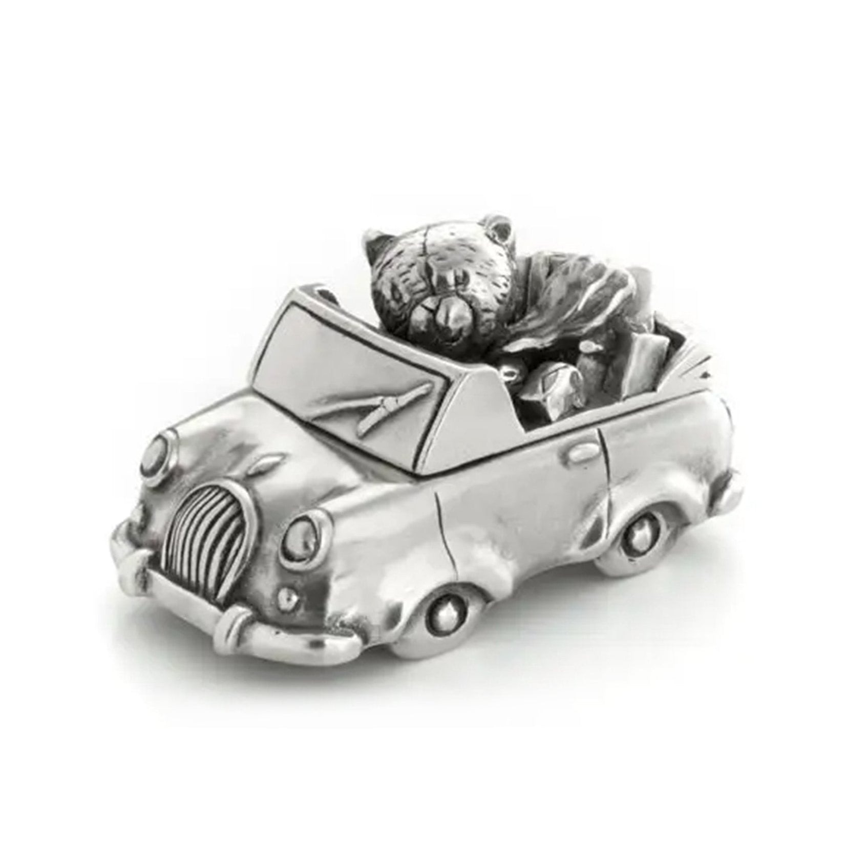 Childrens Teddy Bear Pewter Tooth Box (teddy in a car)