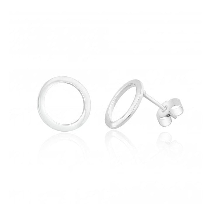 9ct White Gold Circle Stud Earrings