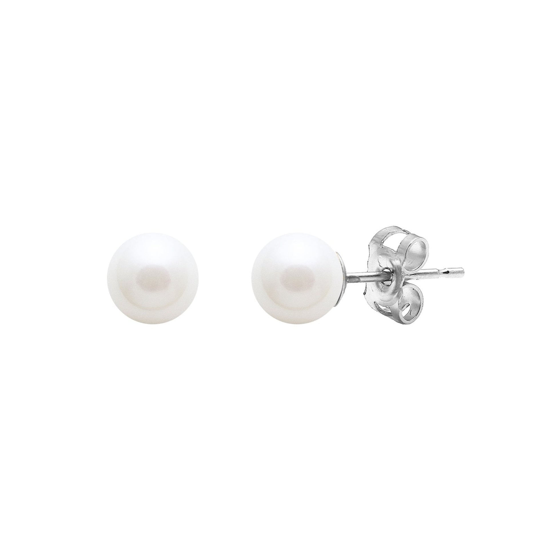 Silver Cultured Freshwater Pearl Stud Earrings 4-4.5mm