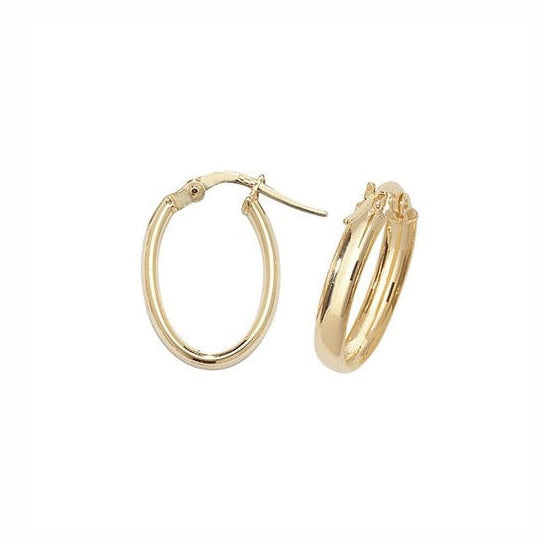 9ct Yellow Gold 18mm Hinged Top Oval Hoop Earrings