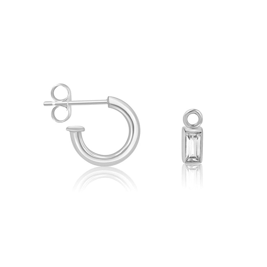 Sterling Silver Baguette Cubic Zirconia Charm (For Hoop Earrings Sold Separately)