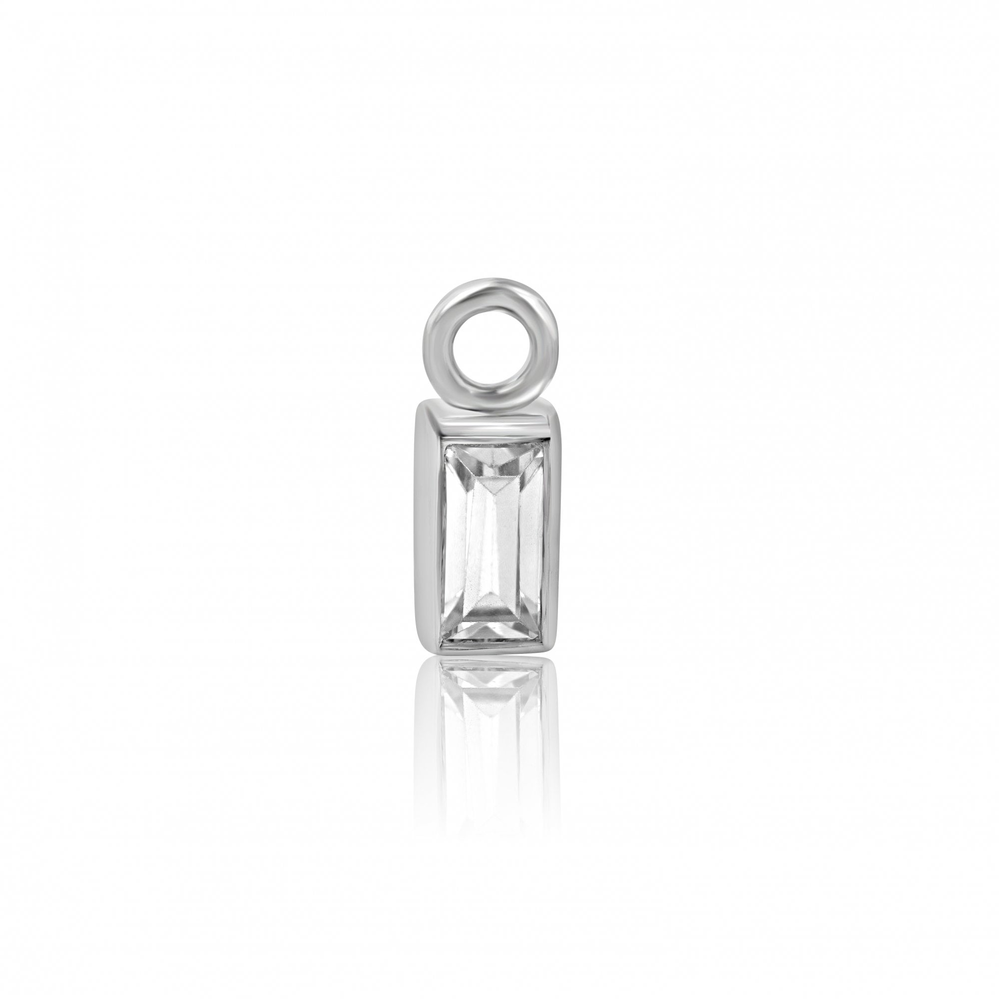 Sterling Silver Baguette Cubic Zirconia Charm (For Hoop Earrings Sold Separately)