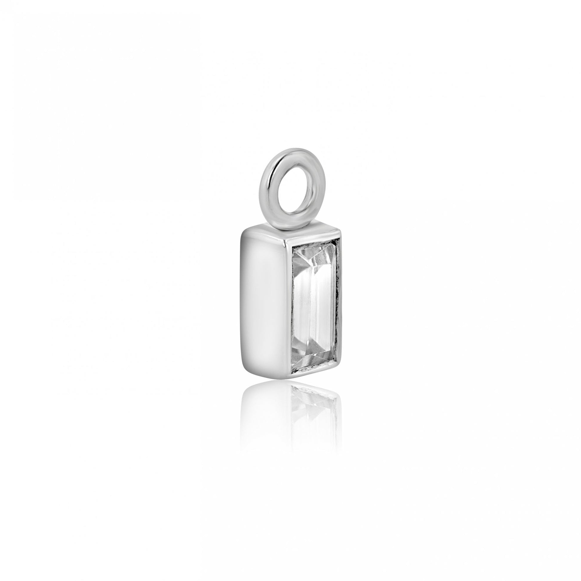 Sterling Silver Baguette Cubic Zirconia Charm (For Hoop Earrings Sold Separately)