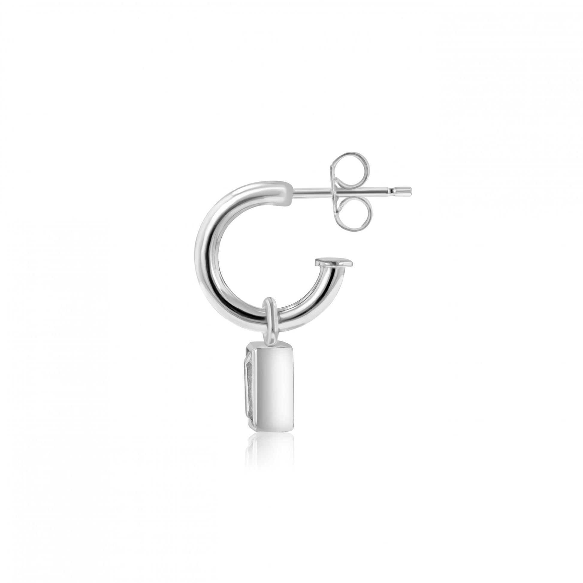 Sterling Silver Baguette Cubic Zirconia Charm (For Hoop Earrings Sold Separately)