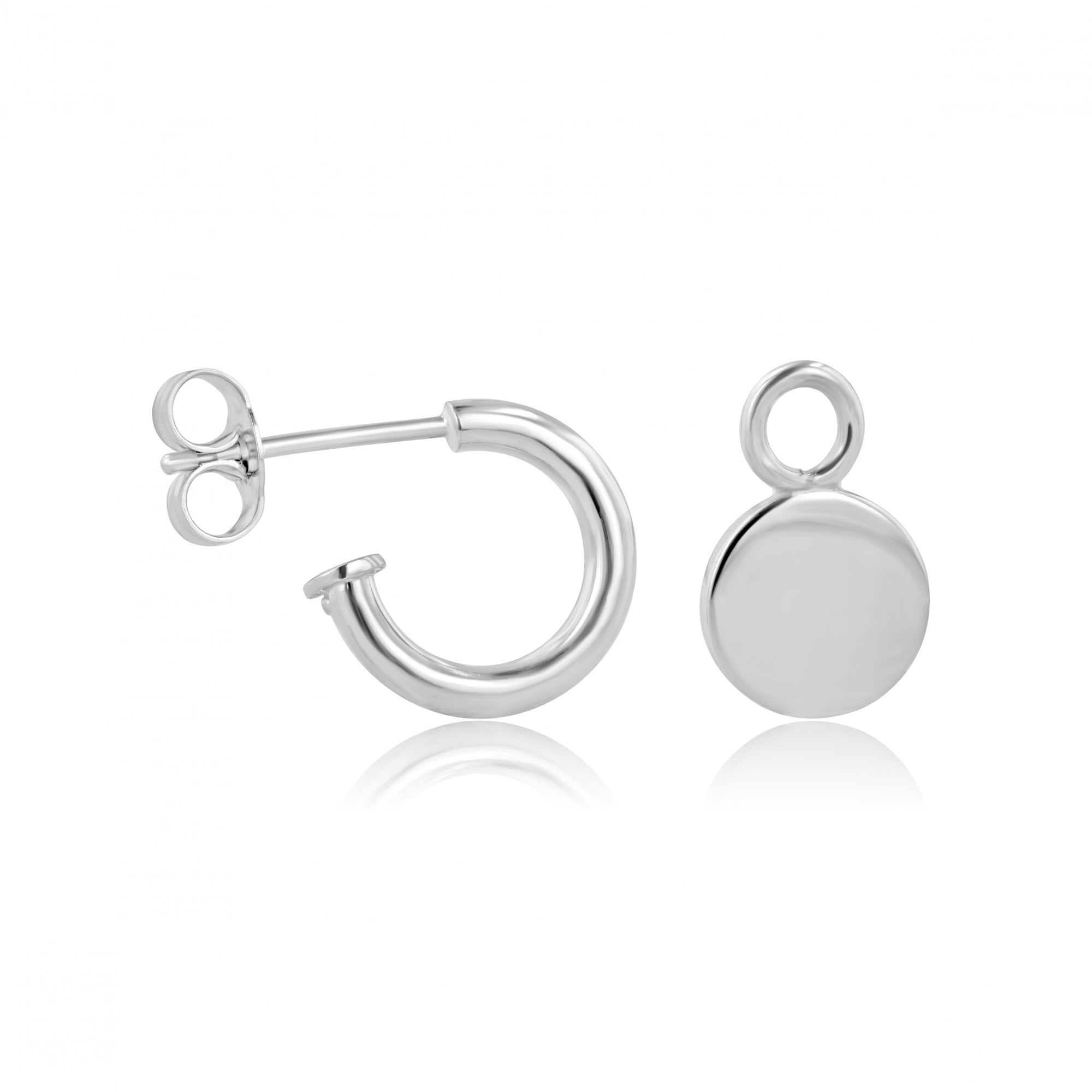 Sterling Silver Round Disc Charms (For Hoop Earrings Sold Separately)