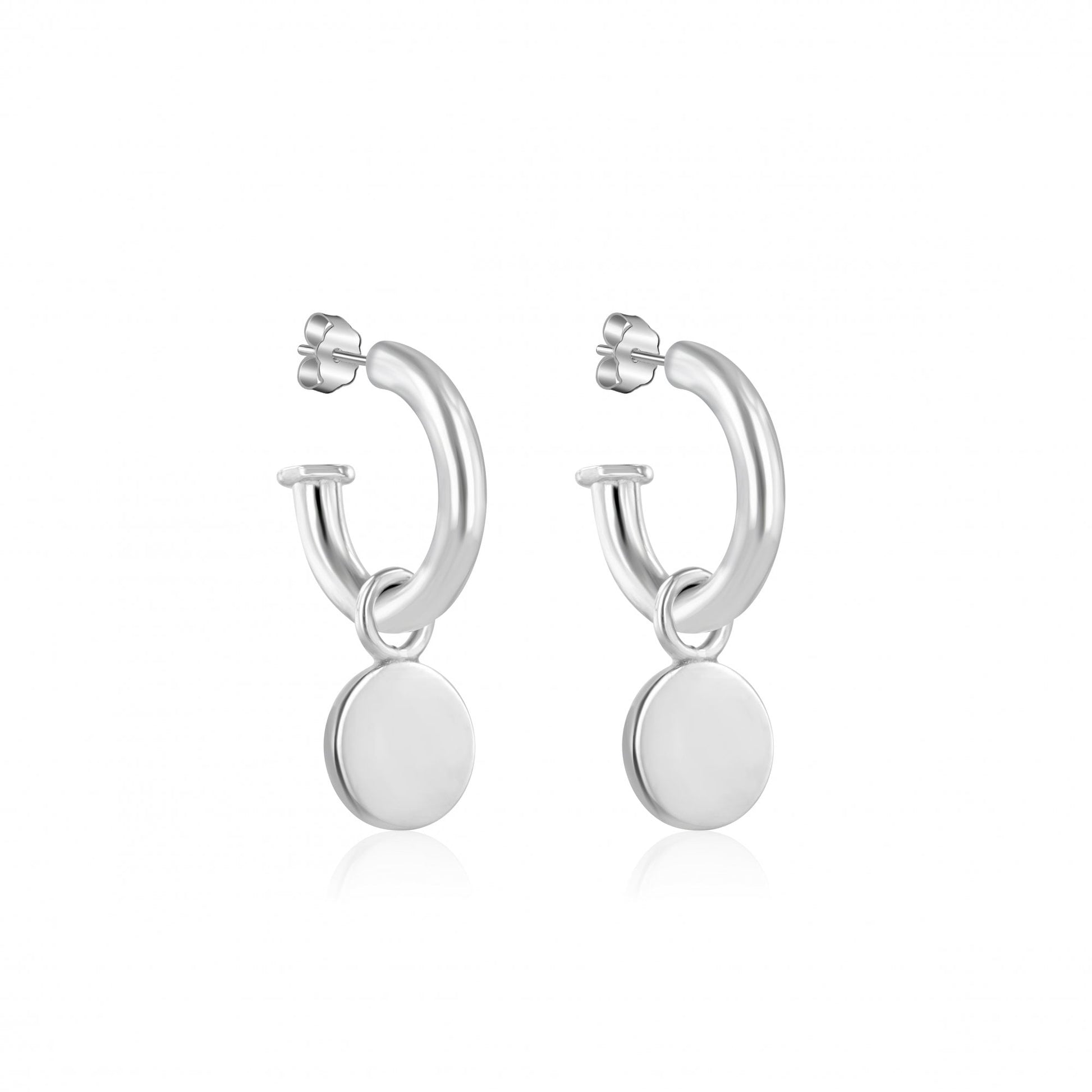 Sterling Silver Round Disc Charms (For Hoop Earrings Sold Separately)