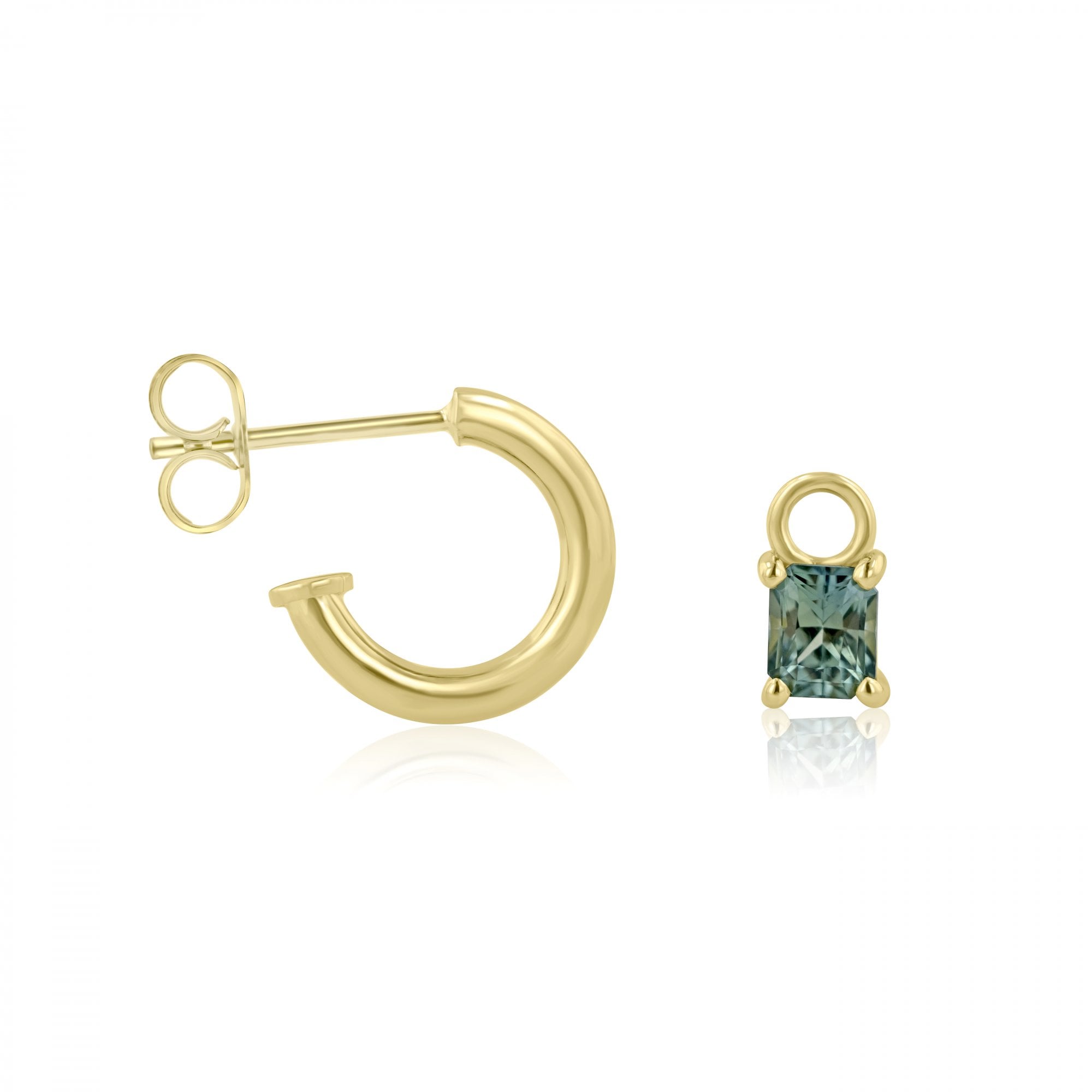 18ct Yellow Gold 1.30ct Teal Sapphire Charms (For Hoop Earrings Sold Separately)