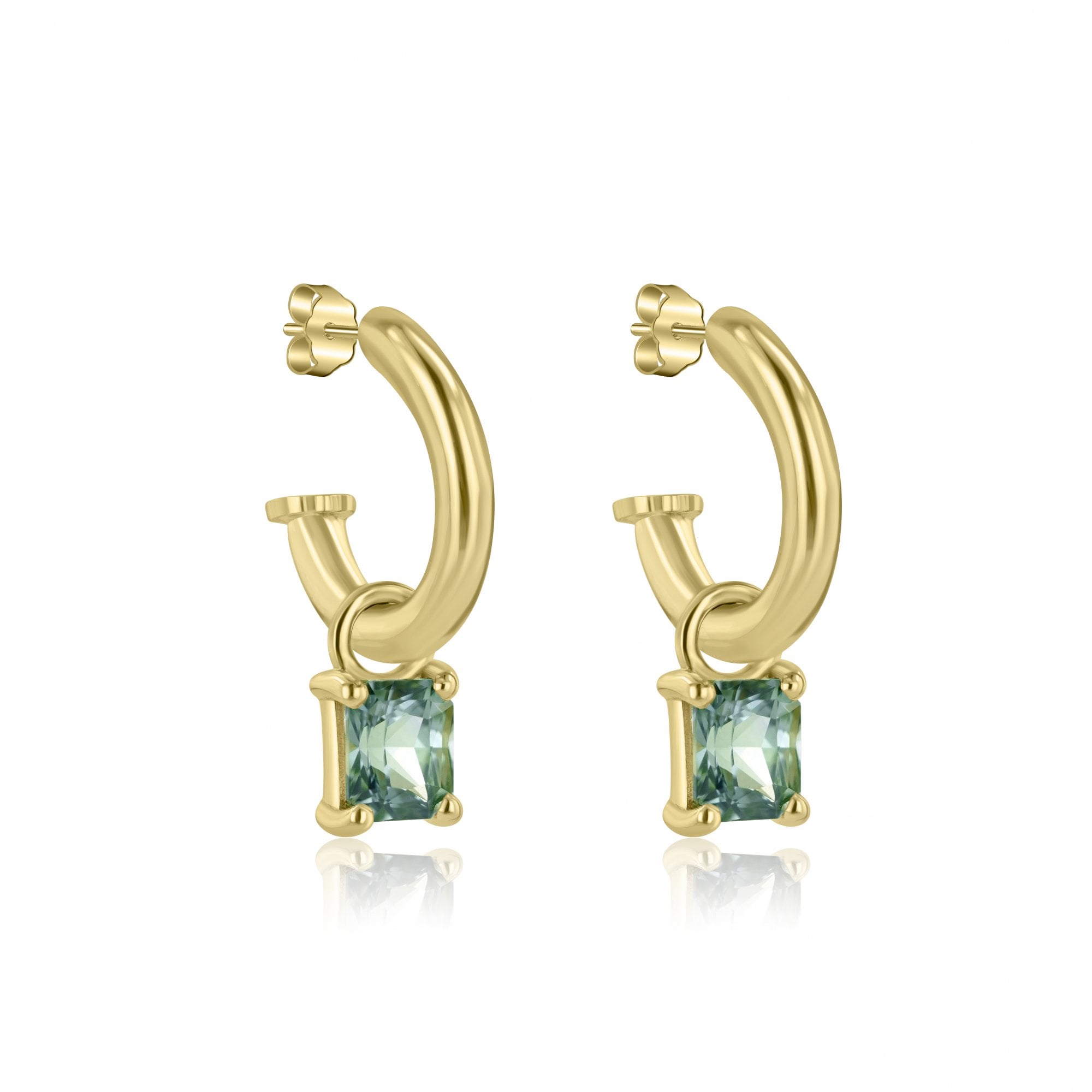 18ct Yellow Gold 1.30ct Teal Sapphire Charms (For Hoop Earrings Sold Separately)