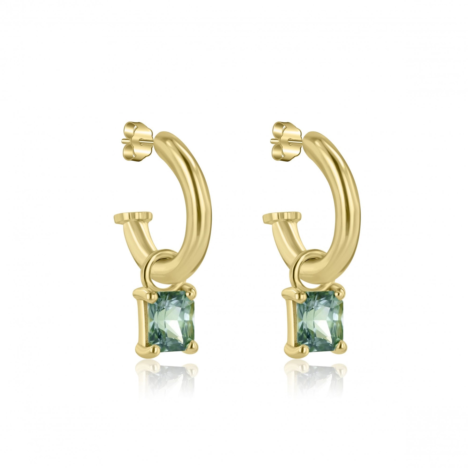 18ct Yellow Gold 1.30ct Teal Sapphire Charms (For Hoop Earrings Sold Separately)