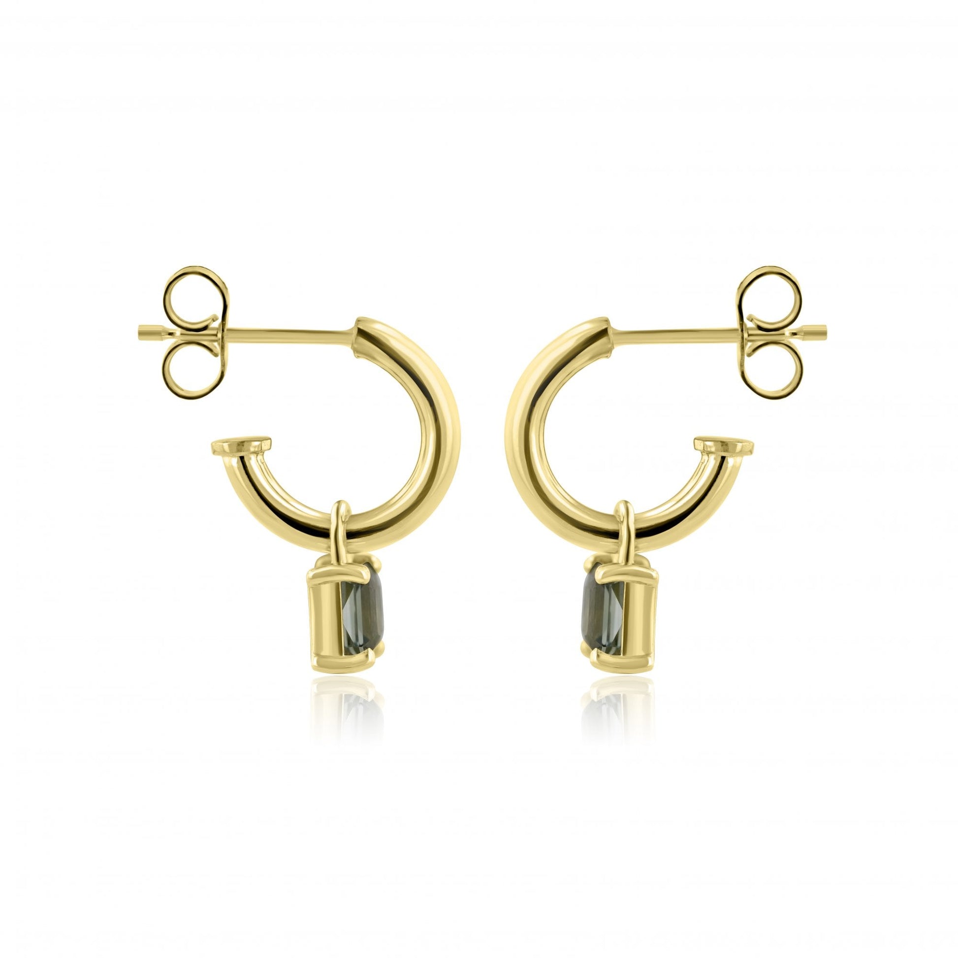 18ct Yellow Gold 1.30ct Teal Sapphire Charms (For Hoop Earrings Sold Separately)