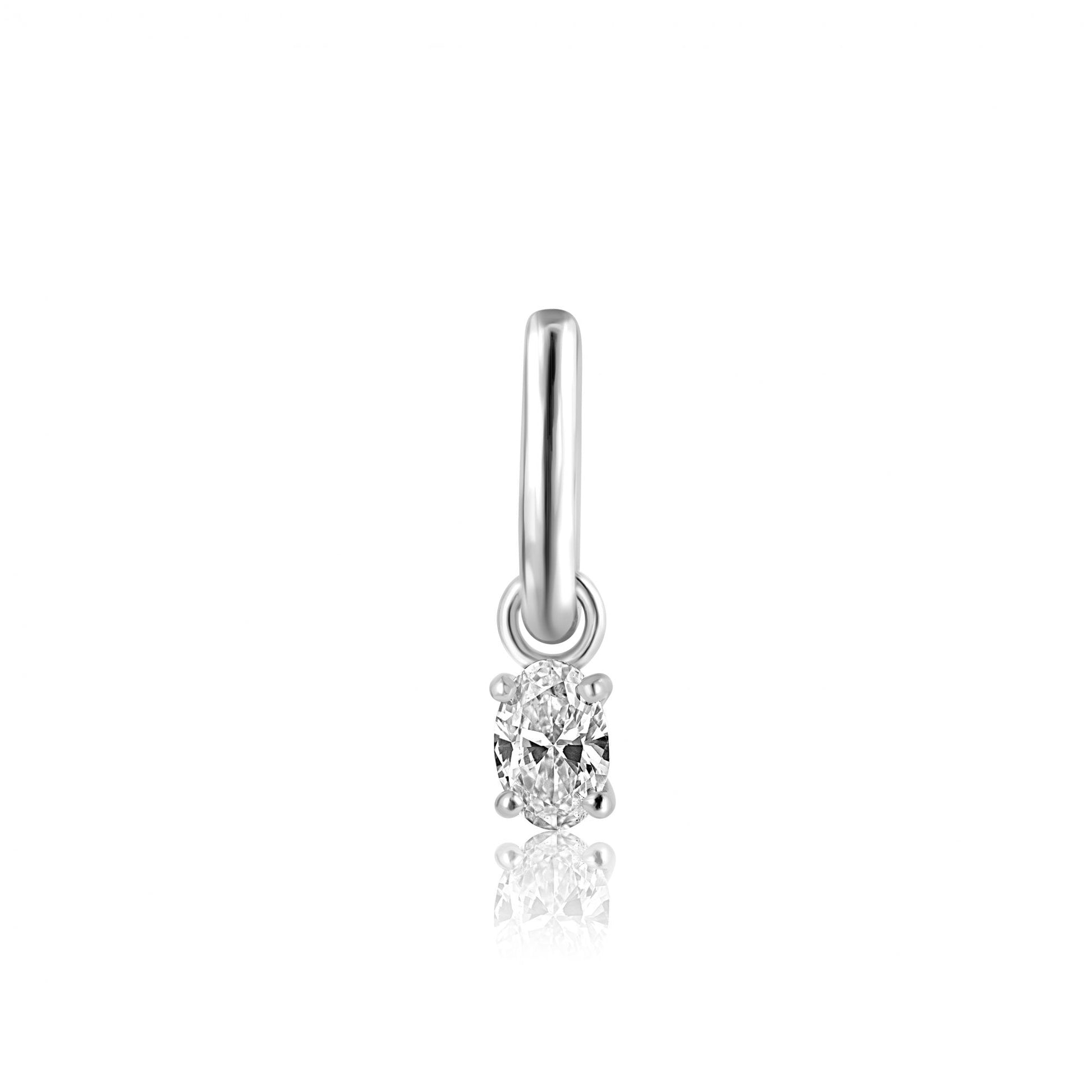Platinum 0.80ct Oval Lab Grown Diamond Charms (For Hoop Earrings Sold Separately)